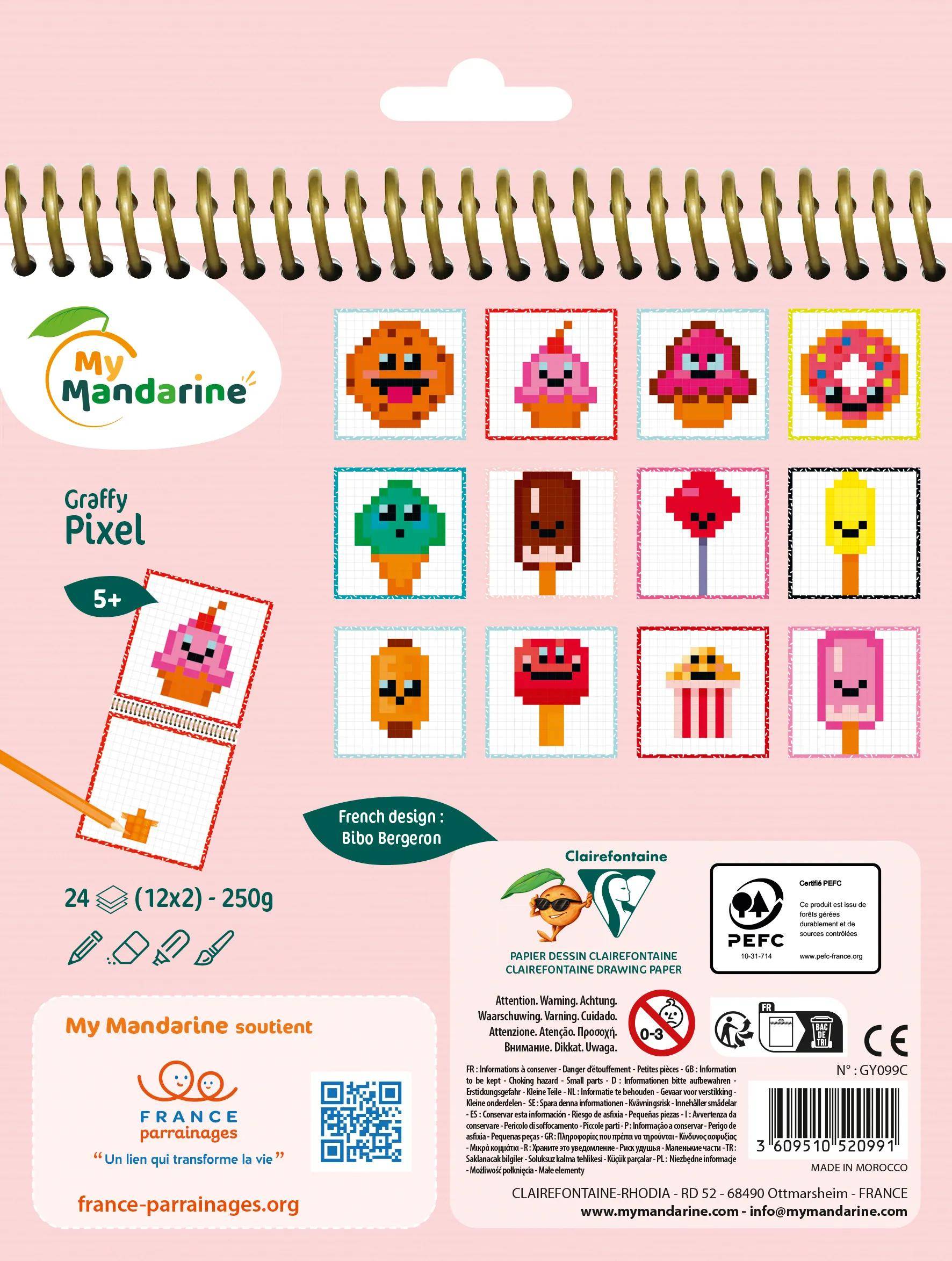Avenue Mandarine 5x Graffy Pixel, Kawai Leckereien - Mehrfarbig GY099C