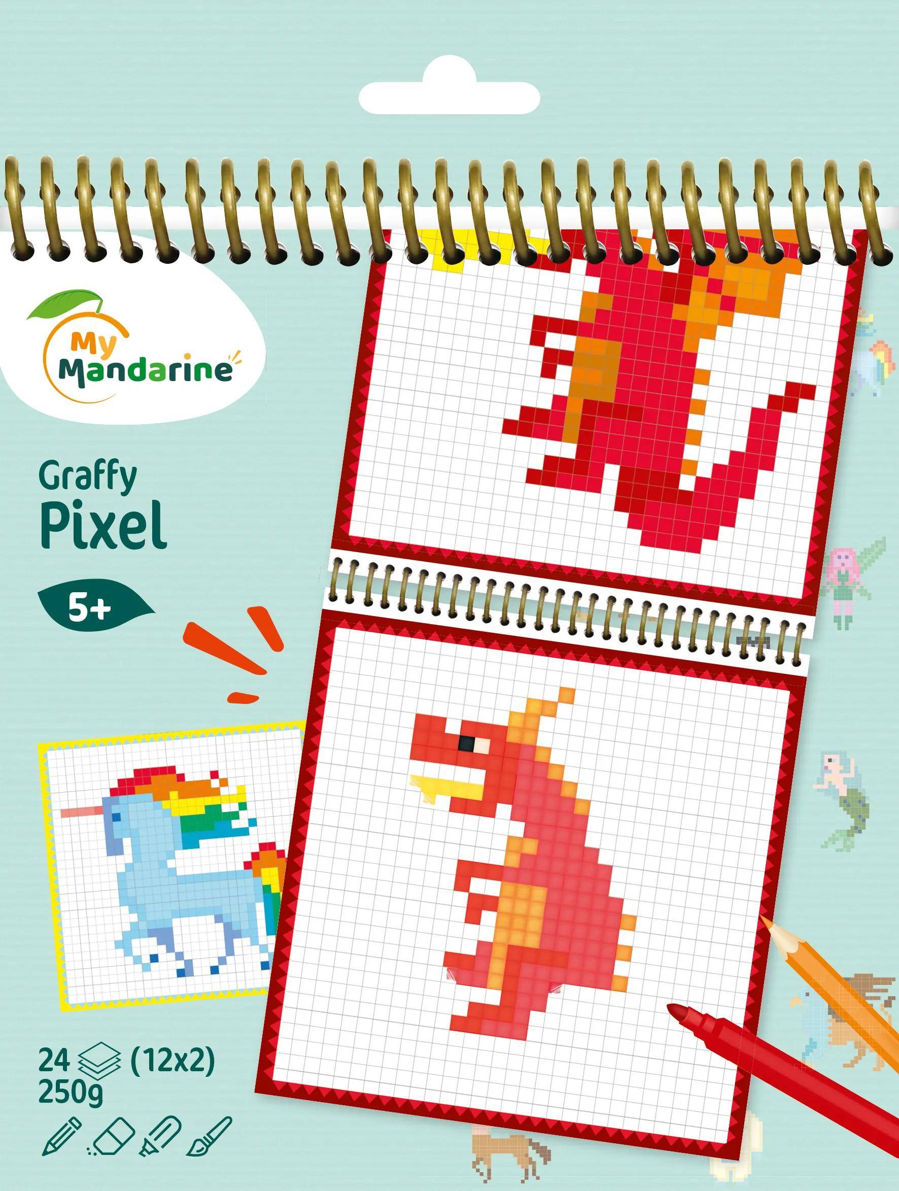 Avenue Mandarine 5x Graffy Pixel, Fantastische Kreaturen - Mehrfarbig GY098C