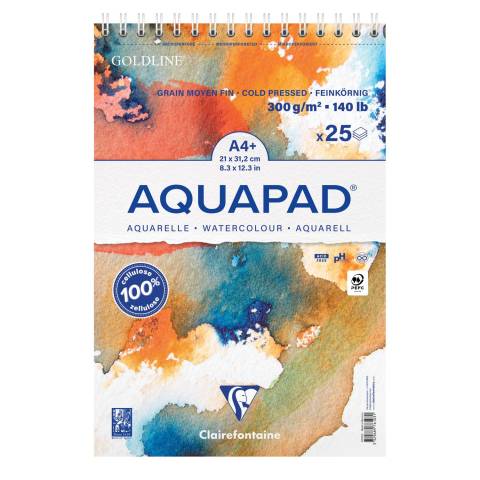 Clairefontaine 4x Goldline Aquapad A4+, Aquarellpapier, Block 25 Bl 300g 976103C