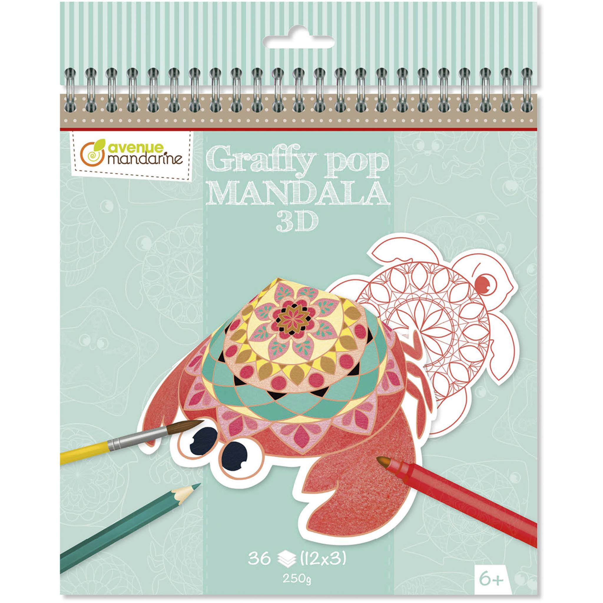 Avenue Mandarine 5x Graffy Pop Mandala 3D, Meerestiere - Mehrfarbig GY094C