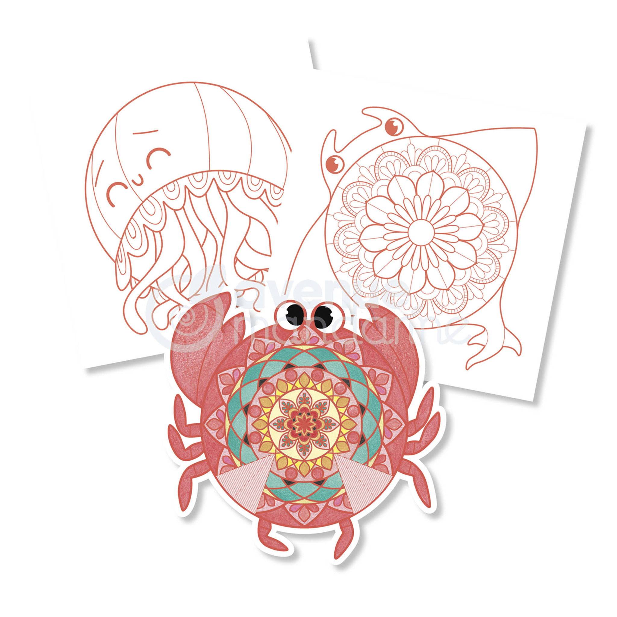 Avenue Mandarine 5x Graffy Pop Mandala 3D, Meerestiere - Mehrfarbig GY094C