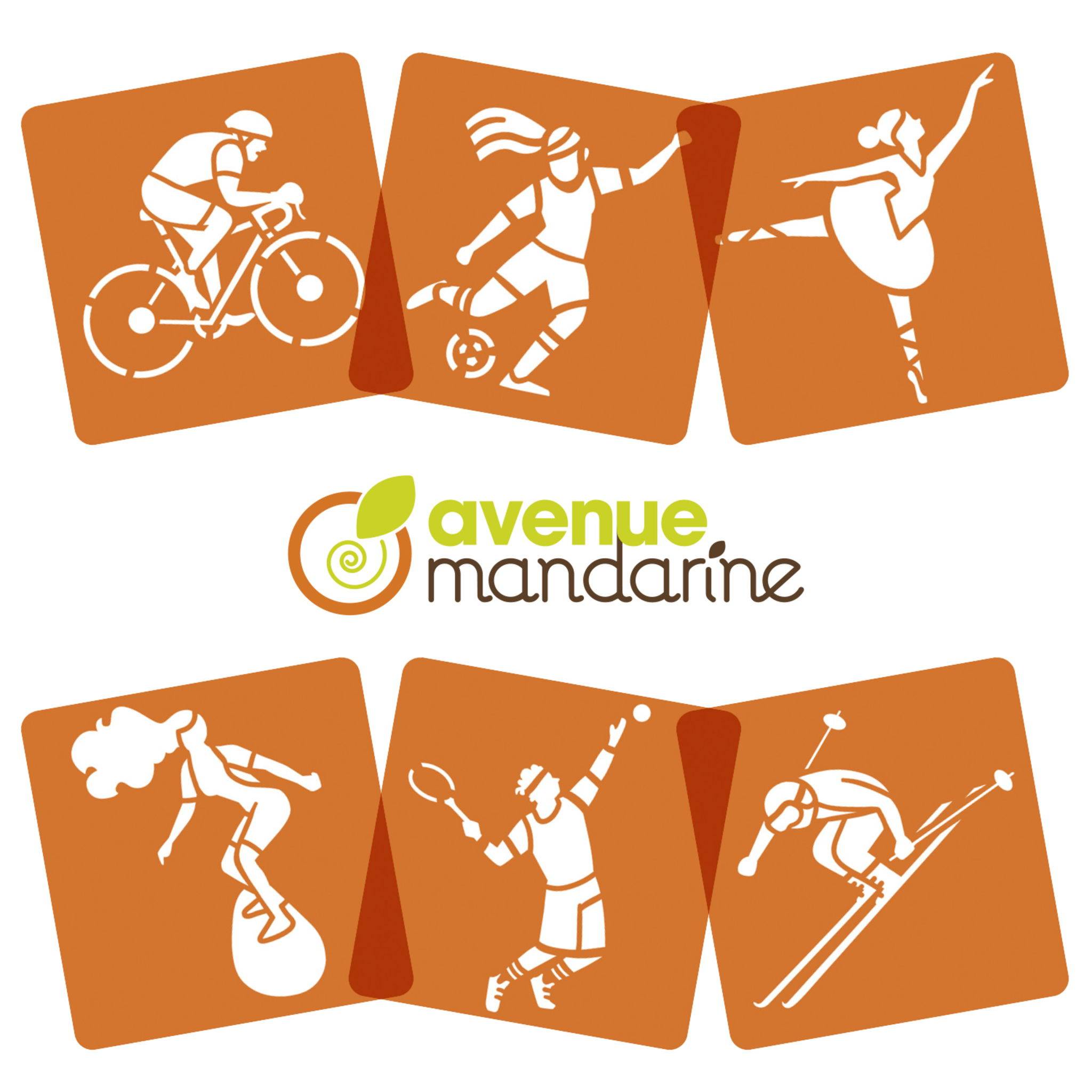 Avenue Mandarine 3x 6-teiliges Schablonenset für Kinder, Sport - Orange PO008C