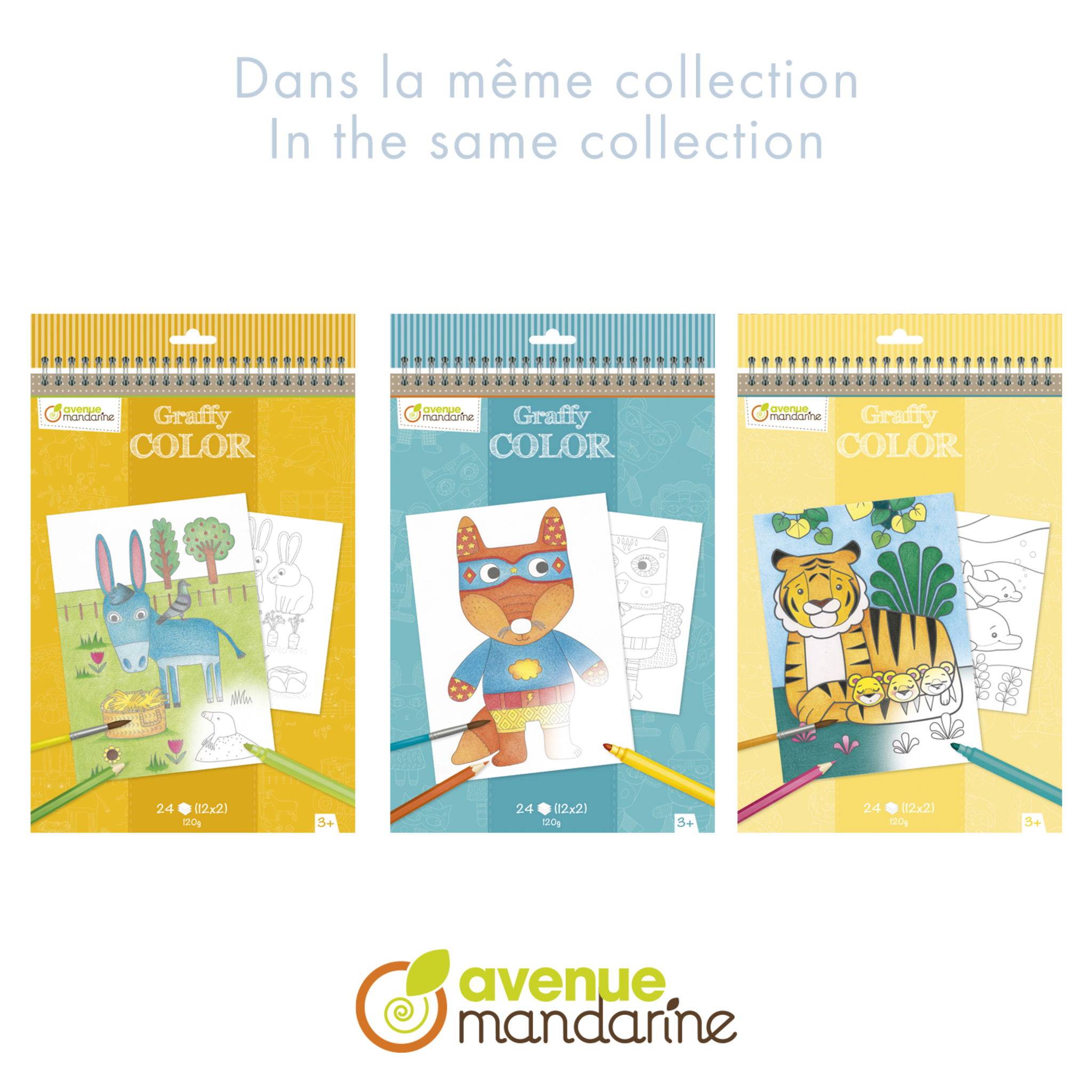 Avenue Mandarine 5x Graffy Color, Wildtiere, Mutter/Kind - Mehrfarbig GY097C