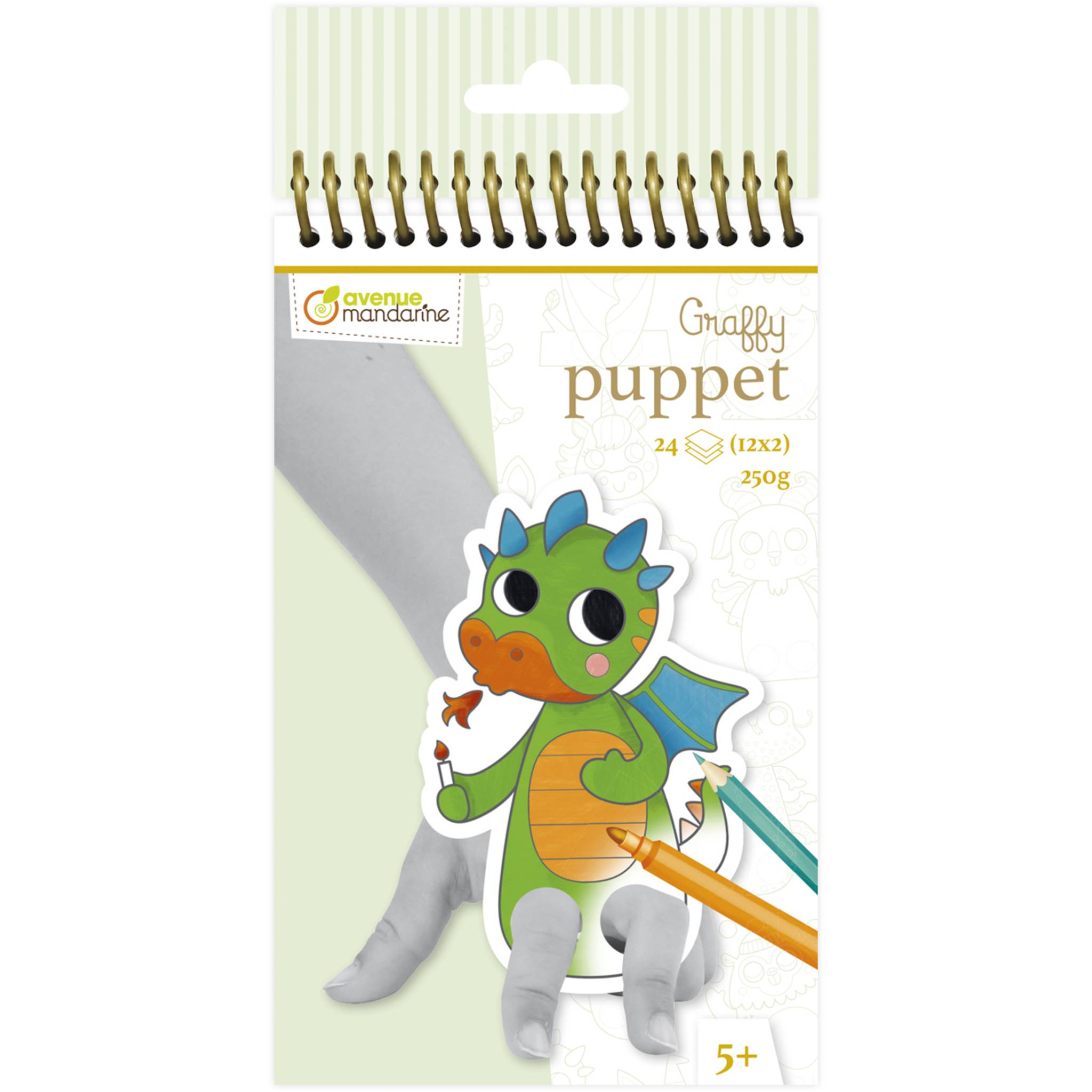 Avenue Mandarine 5x Graffy Puppet, Fantastische Tierwesen - Grün GY096C