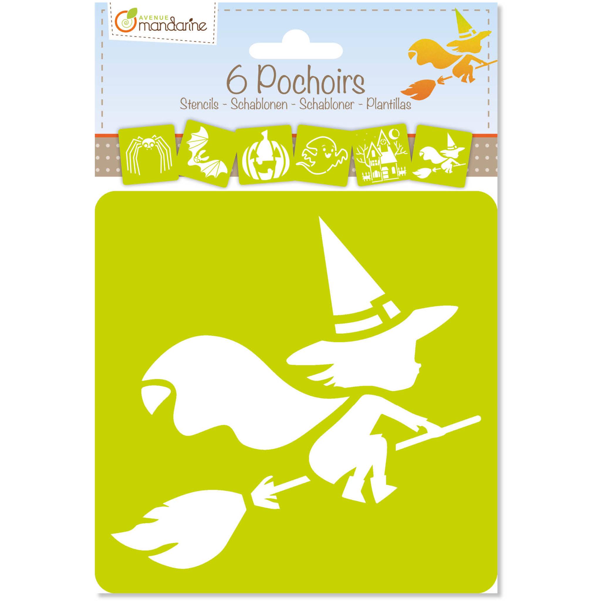 Avenue Mandarine 3x 6-teiliges Schablonenset für Kinder, Halloween Orange PO003O