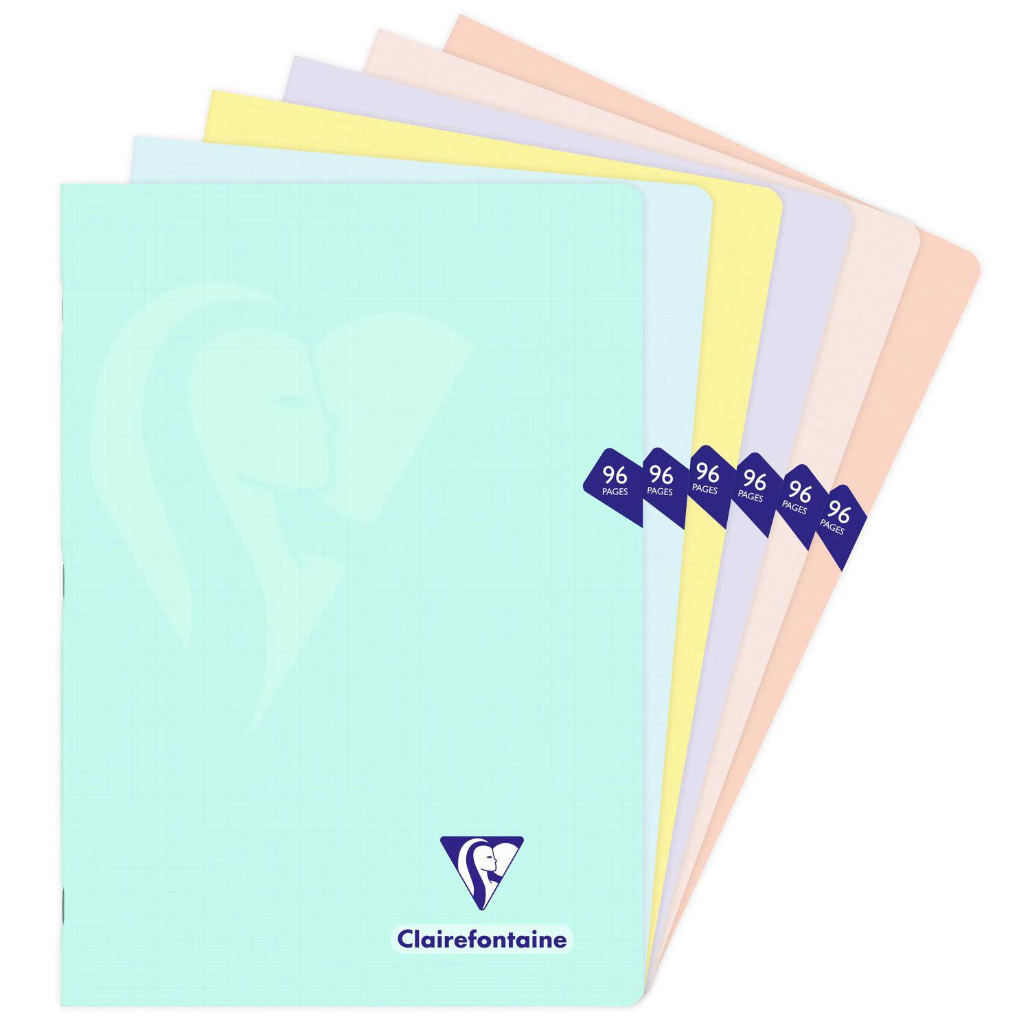 Clairefontaine 10x Mimesys Pastell, Heft A4, 48 Blatt kariert Sortiert 308162C