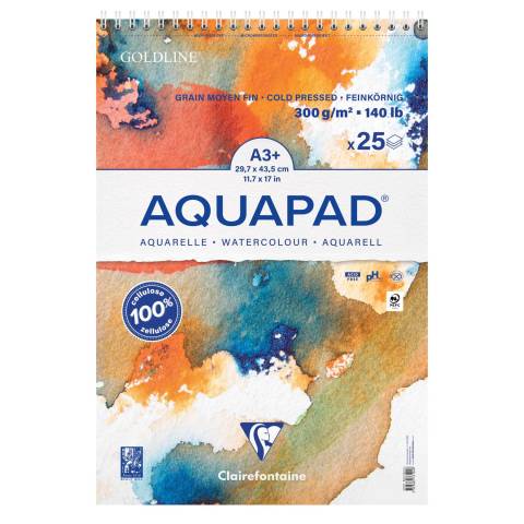Clairefontaine 4x Goldline Aquapad A3+, Aquarellpapier, Block,25 Bl 300g 976104C