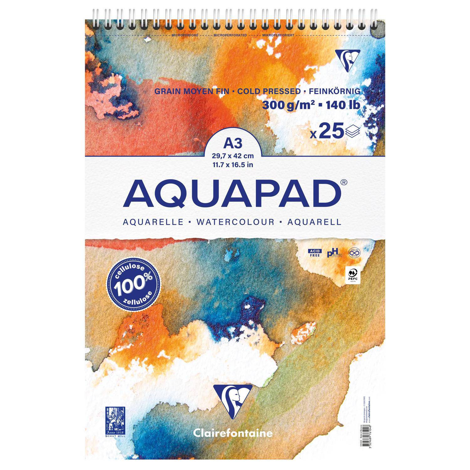 Clairefontaine 4x Goldline Aquapad A3+, Aquarellpapier, Block,25 Bl 300g 976104C