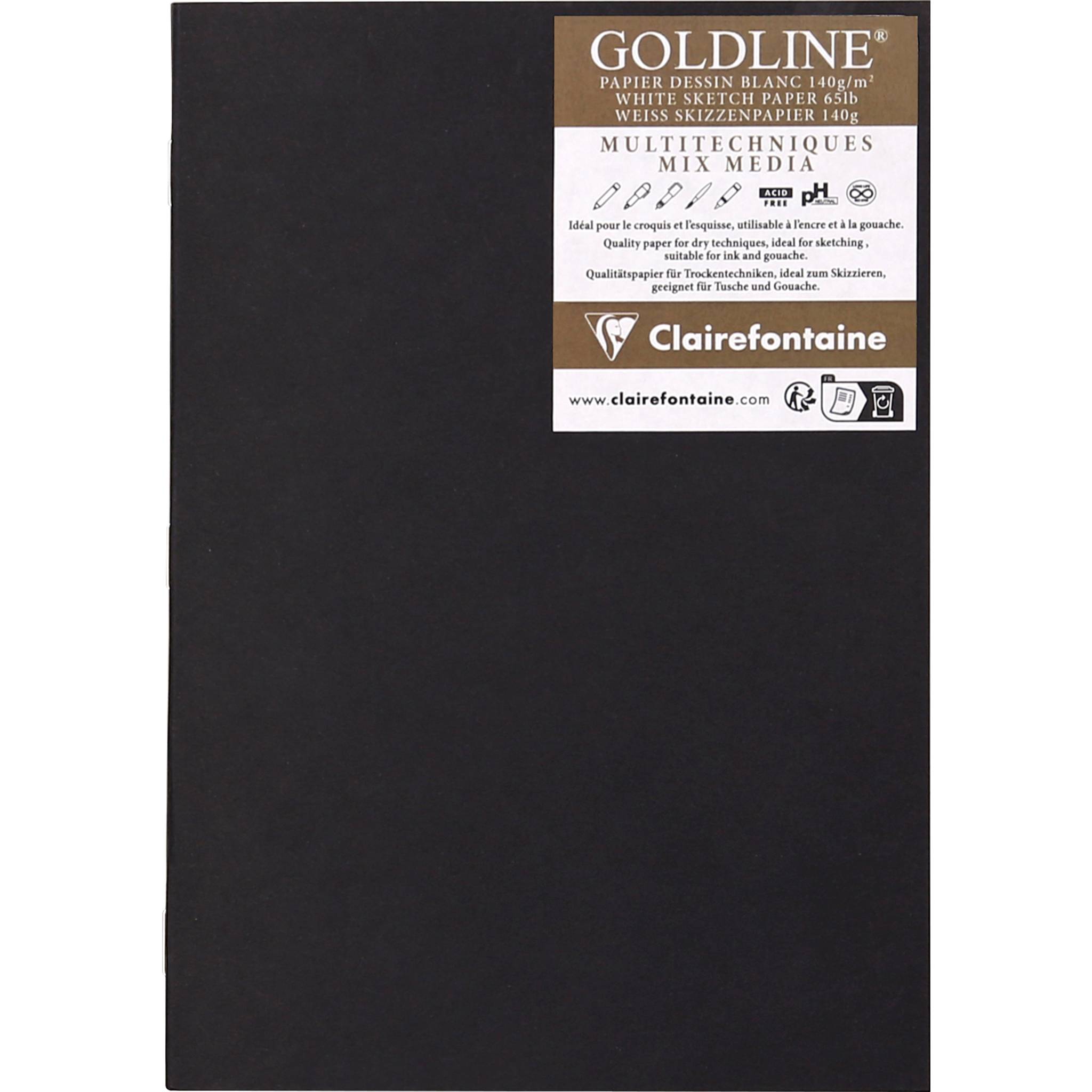 Clairefontaine 10x Goldline, Skizzenheft A4, 20 Blatt 140g weiß Schwarz 975525C
