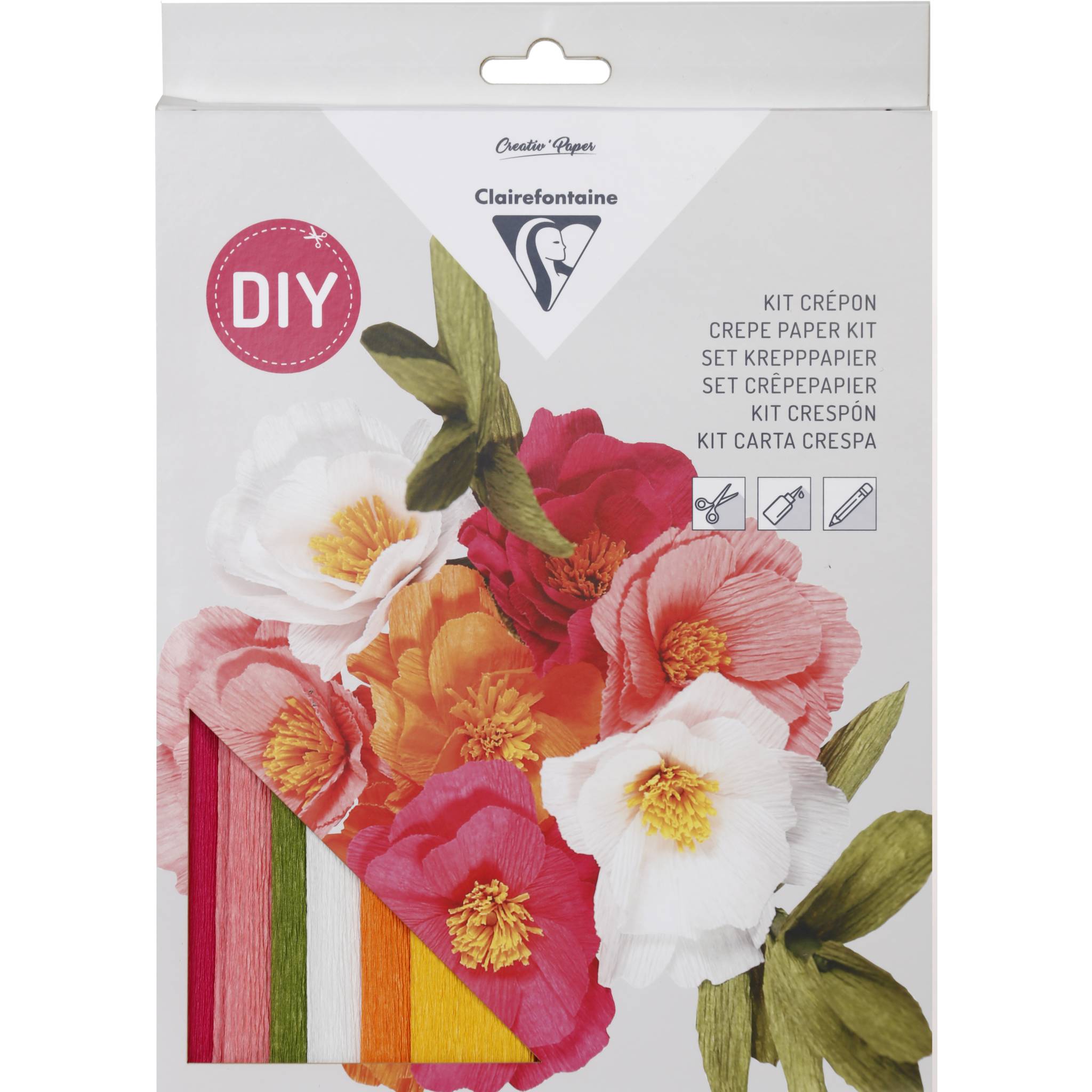 Clairefontaine 3x Set Krepppapier, Kreativset, Blumenstrauß - Sortierung 97705C