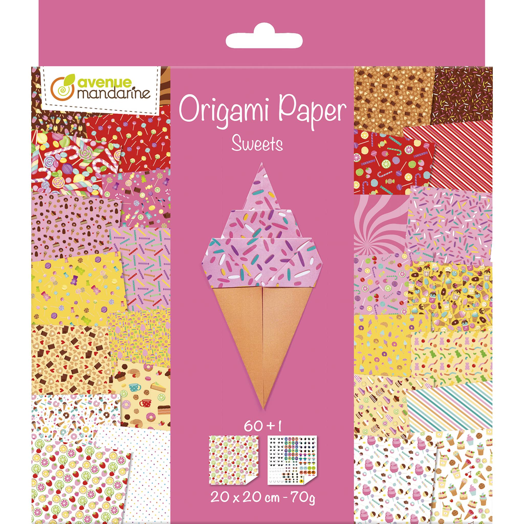 Avenue Mandarine 3x Origami Papers, Sweets - Mehrfarbig OR522C