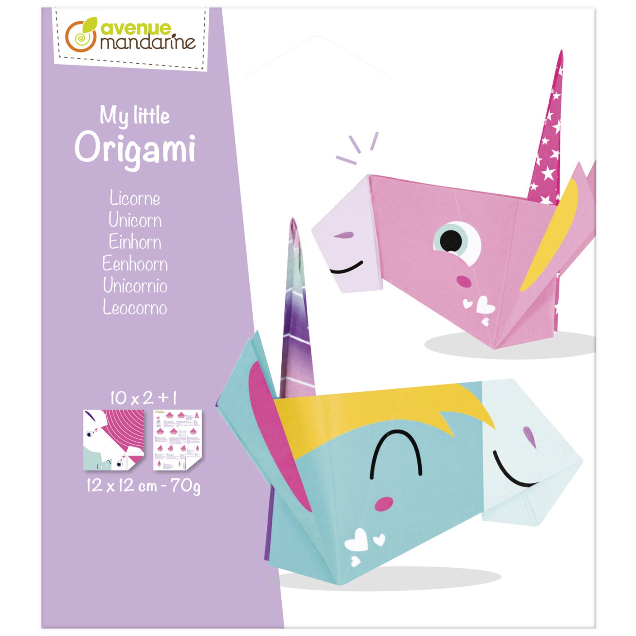 Avenue Mandarine 6x My Little Origami, Einhorn, 20 Bl 12x12 cm, 70g OR521C
