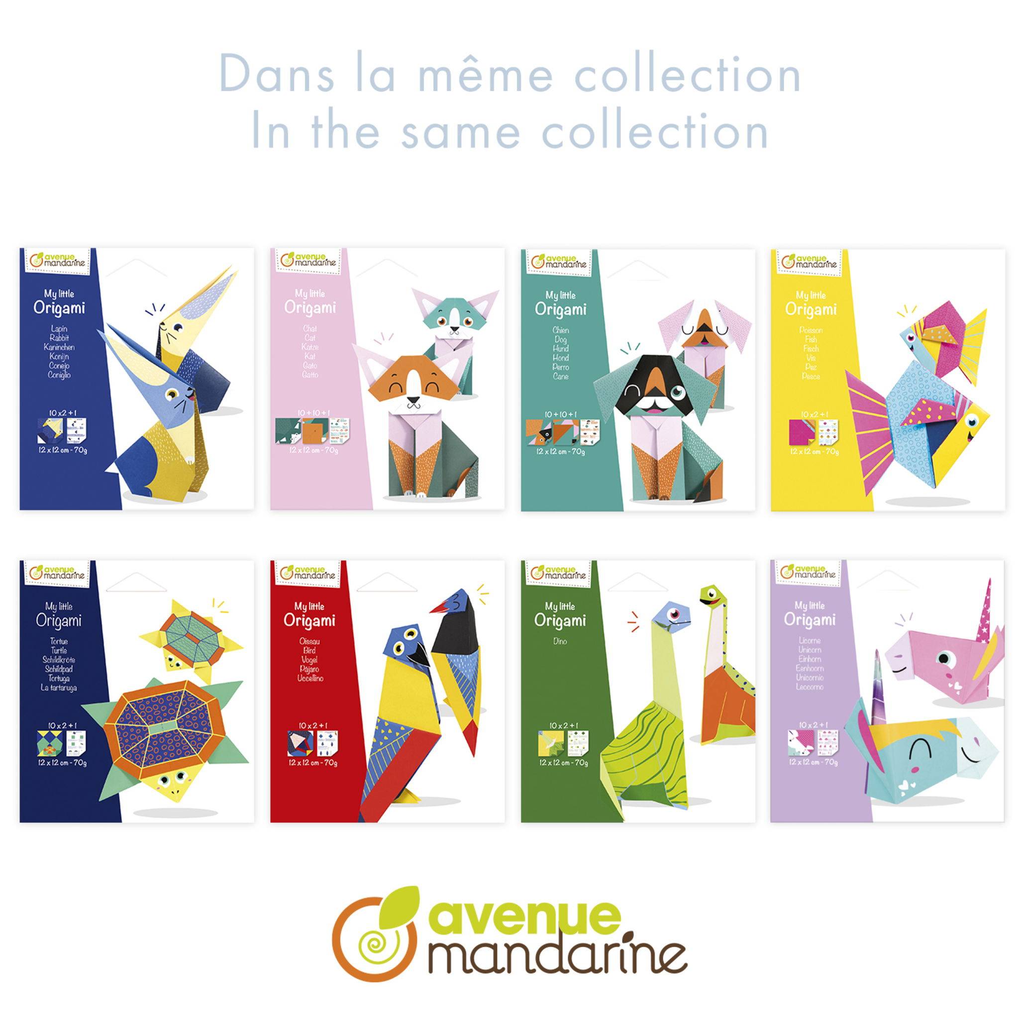 Avenue Mandarine 6x My Little Origami, Einhorn, 20 Bl 12x12 cm, 70g OR521C