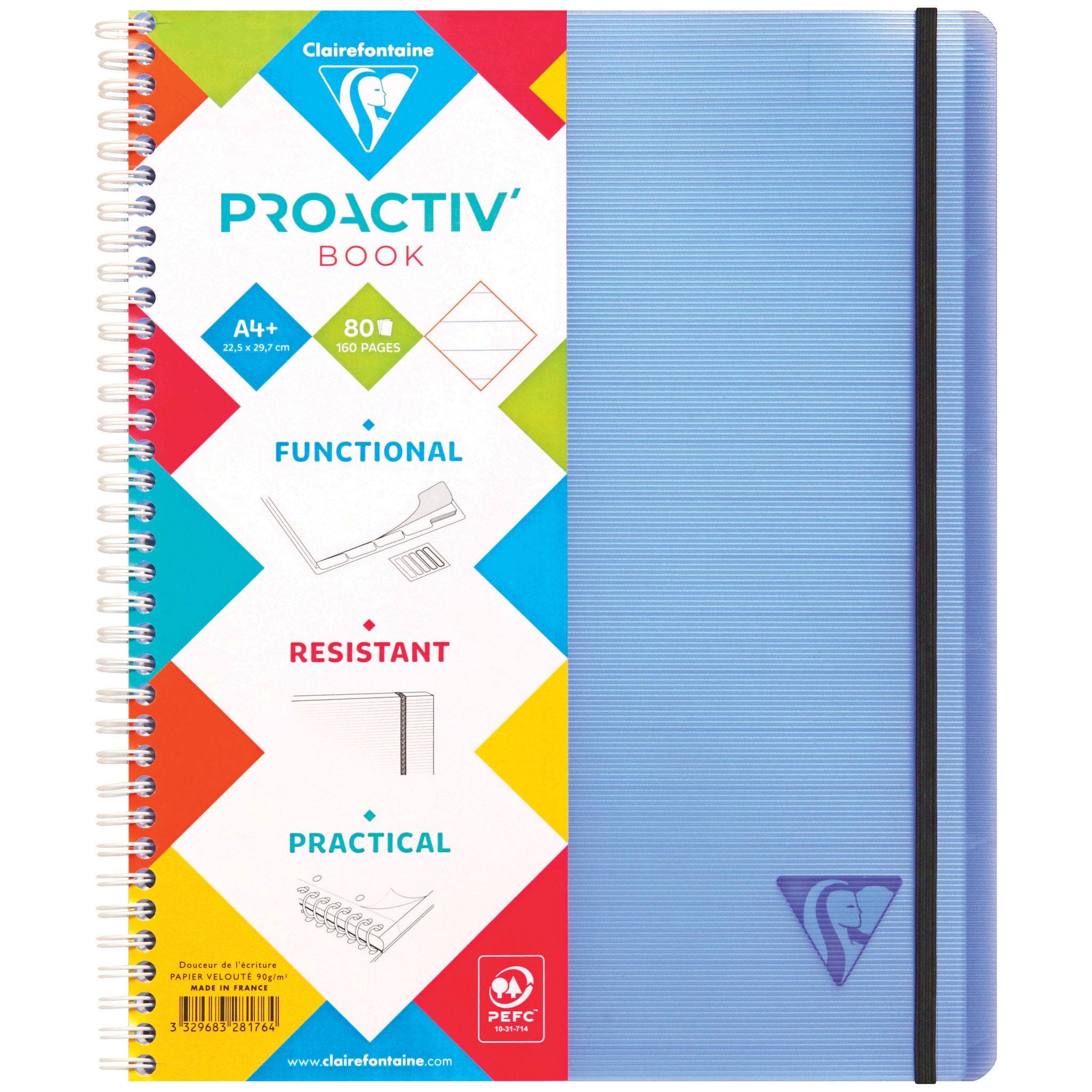 Clairefontaine 5x FRESH PROACTIV'Buch 22,5x29,7cm 80 Bl liniert sortiert 328176C