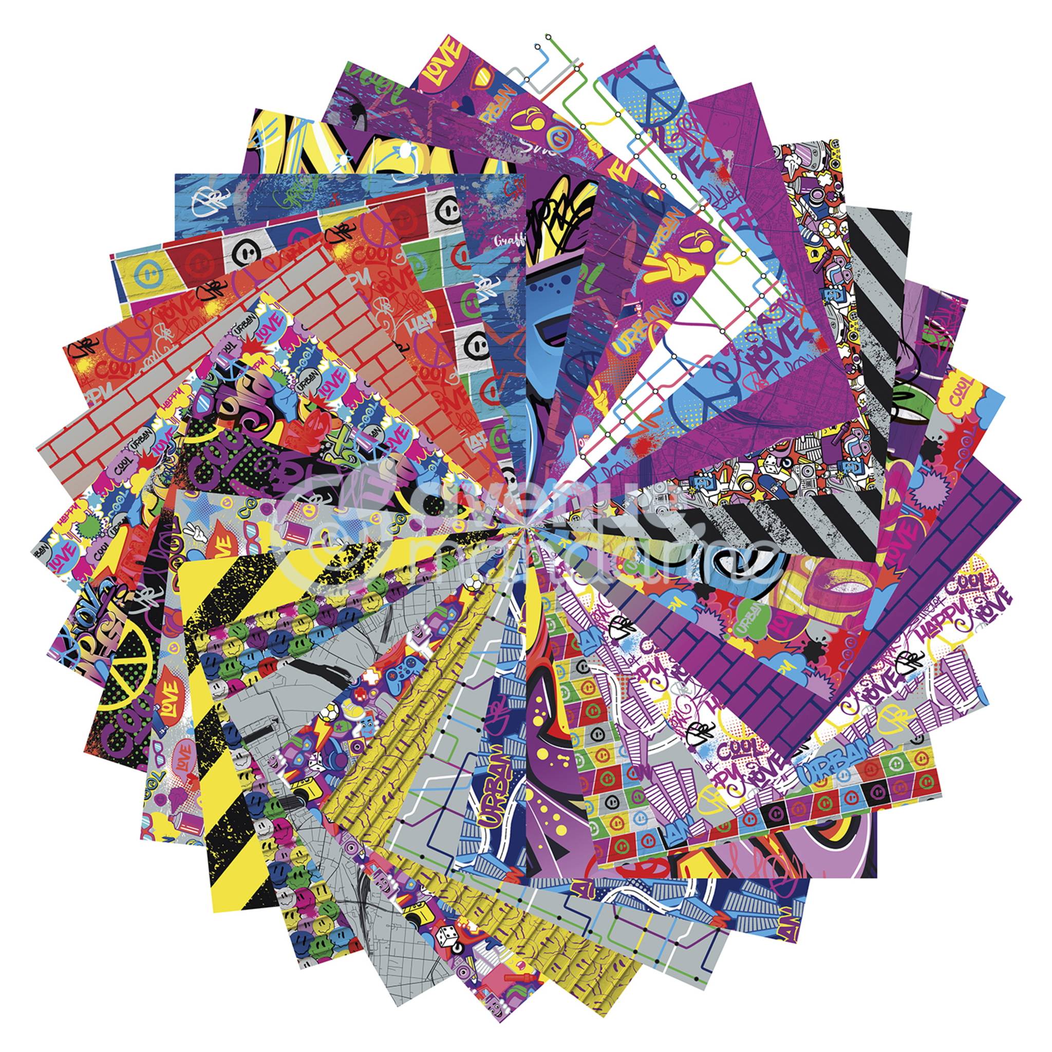 Avenue Mandarine 3x Origami Paper Street Art, 60 Bl 20x20 cm, Mehrfarbig OR520C