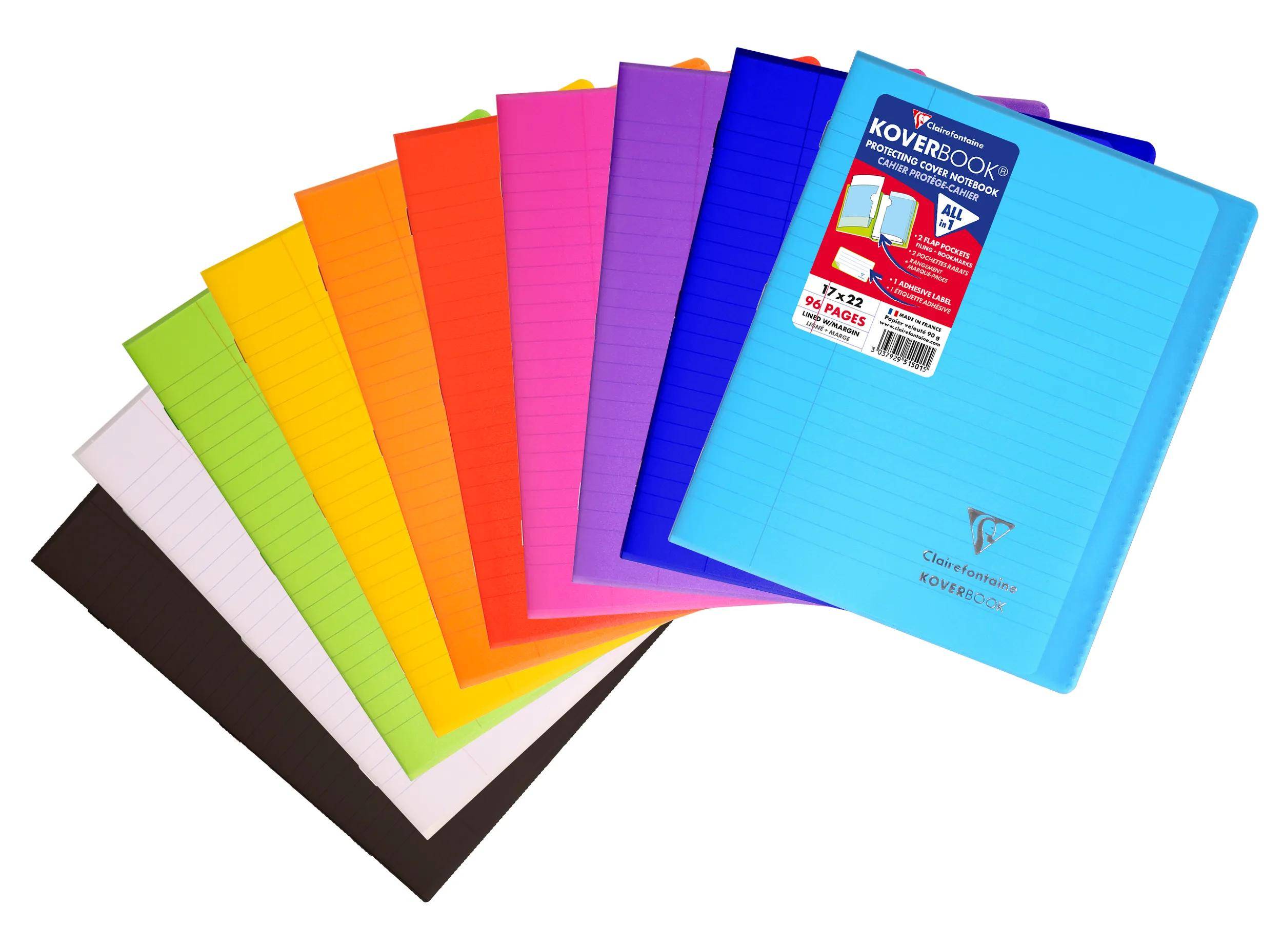 Clairefontaine 10x Koverbook Heft 17x22cm, 48 Blatt liniert Sortiert 951501C