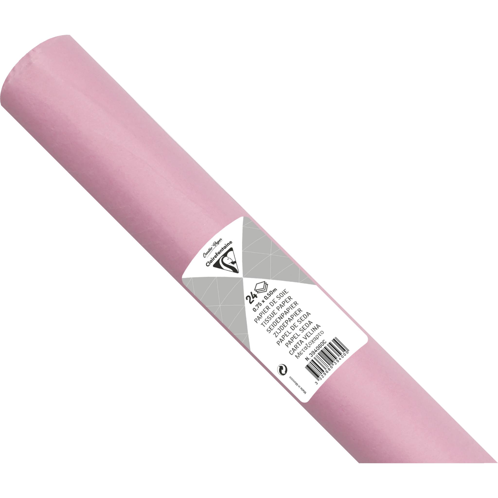 Clairefontaine 5x Seidenpapier Rolle24 Bogen 18g/m2 50x75cm Mittelrosa 394060C