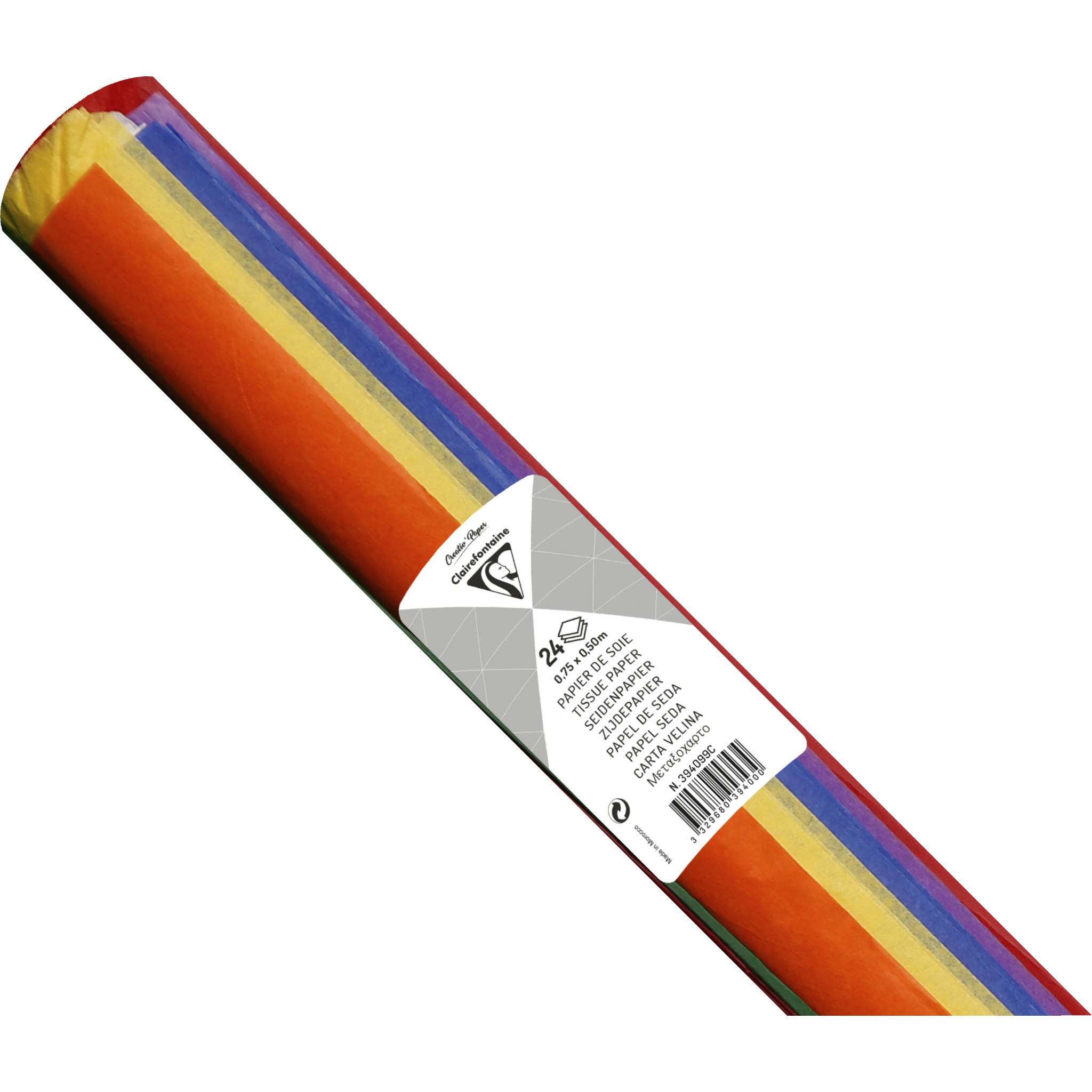 Clairefontaine 5x Seidenpapier Rolle 24 Bogen 18g/m2 50x75cm Sort. 394099C