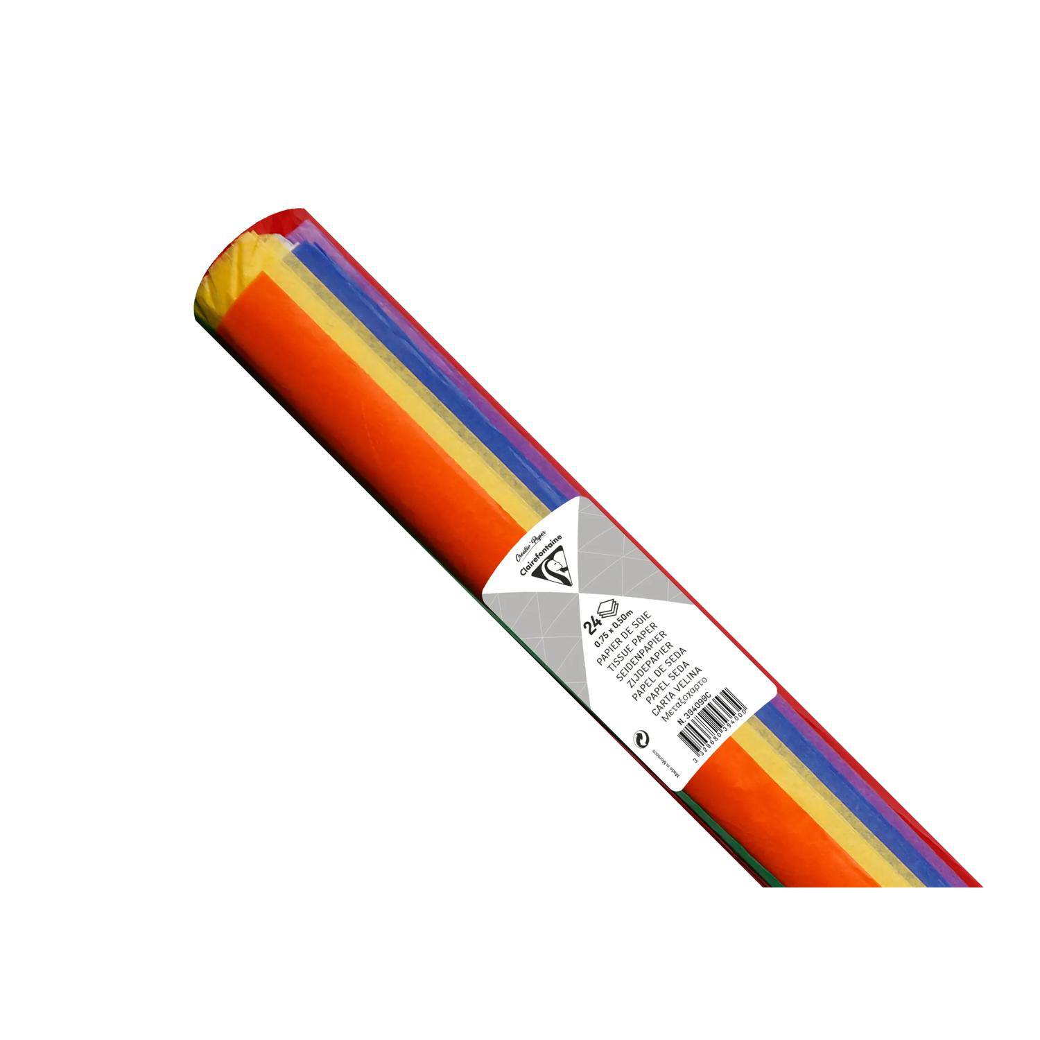 Clairefontaine 5x Seidenpapier Rolle 24 Bogen 18g/m2 50x75cm Sort. 394099C