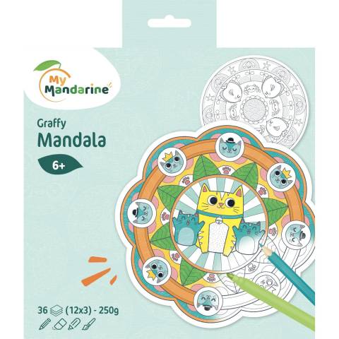 Avenue Mandarine 5x Graffy Pop Mandala, Tiere - Mehrfarbig GY030O