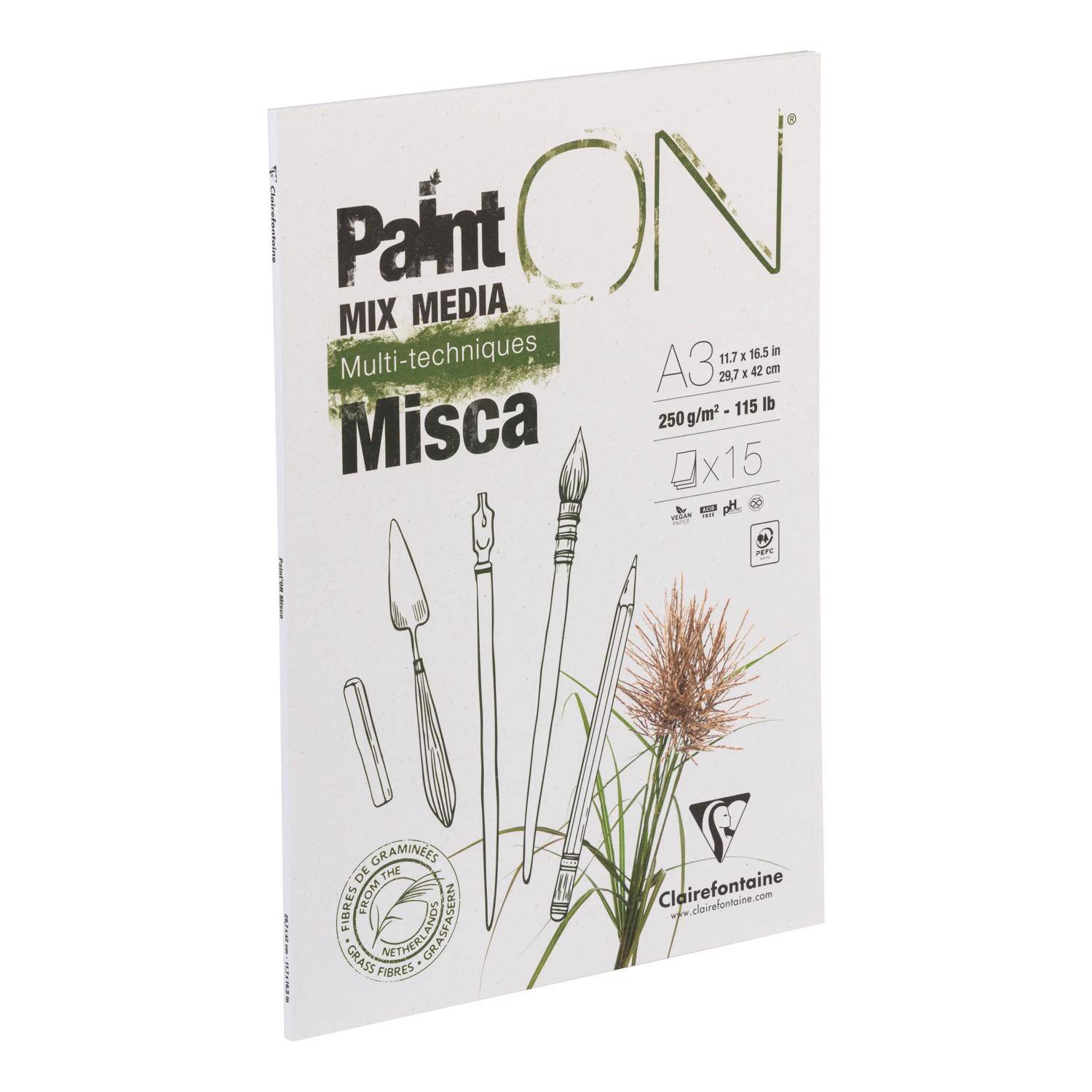 Clairefontaine 2x PaintON Misca, Block A3 15 Blatt 250g, Mixed Media 976122C