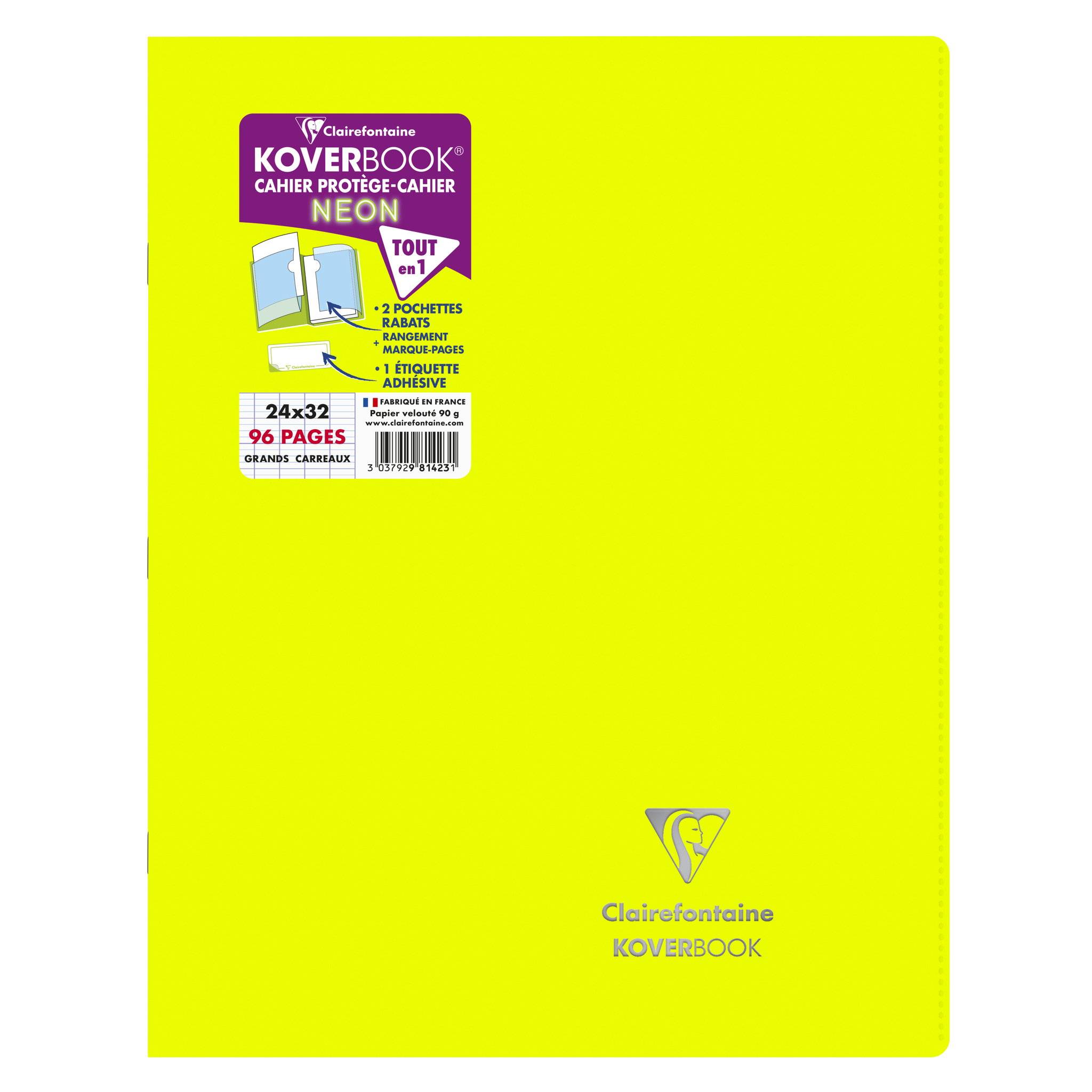 Clairefontaine 10x Koverbook Neon Notizheft 24x32cm, 48 Blatt Sortiert 981423C