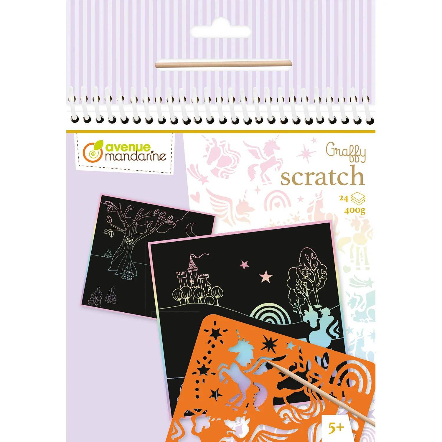 Avenue Mandarine 5x Graffy Scratch, Einhörner - Hellrosa| GY161C