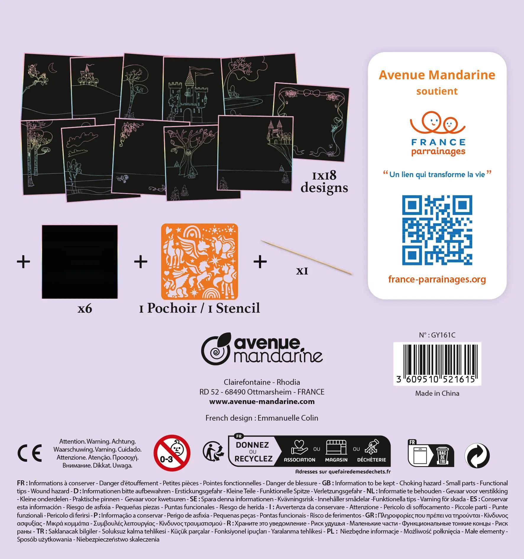 Avenue Mandarine 5x Graffy Scratch, Einhörner - Hellrosa| GY161C