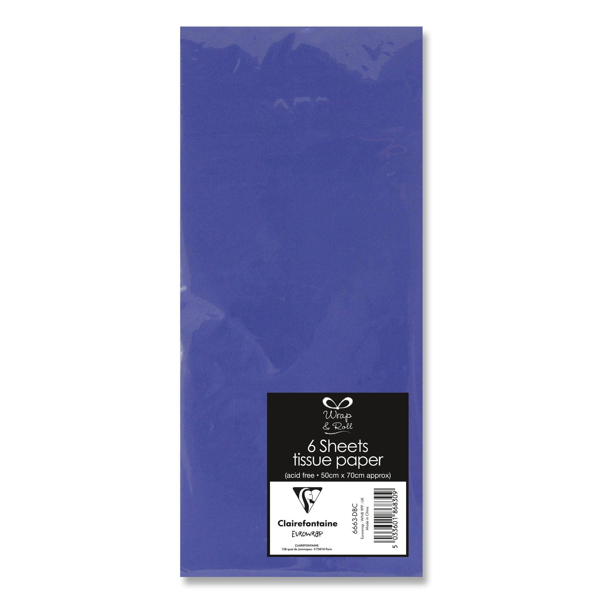 Clairefontaine 12x Seidenpapier, Packung mit 6 Bl 50x70 cm, blau Blau 6663-DBC