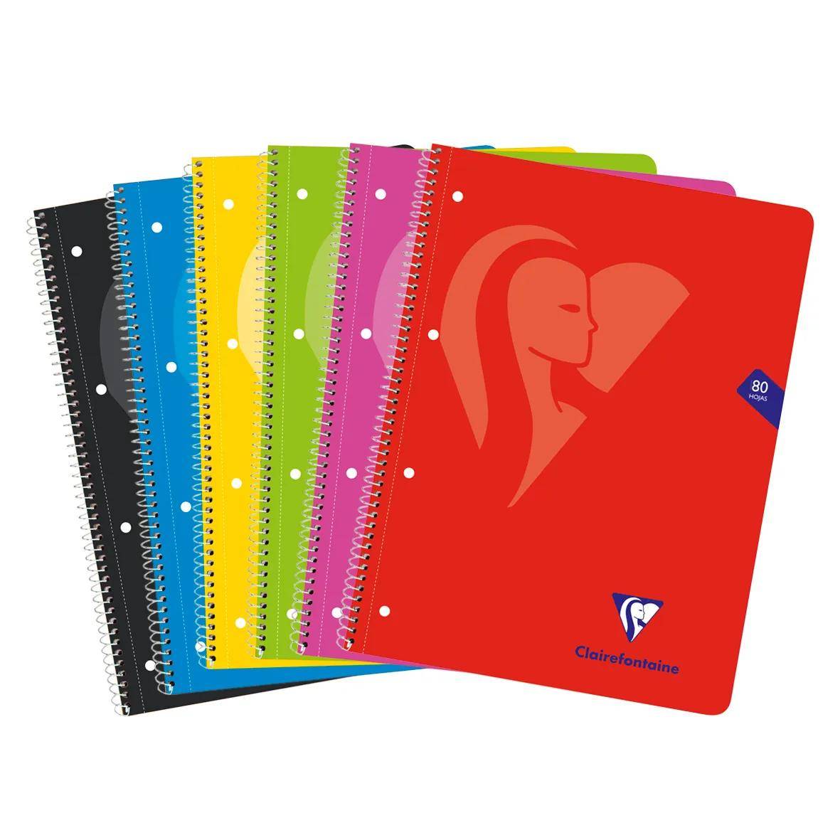 Clairefontaine 6x Collegeblock A4+, 80 Bl 90g kariert gelocht Sortiert 696803C