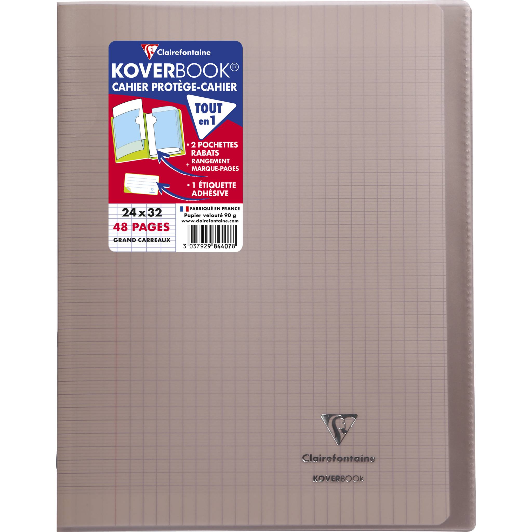 Clairefontaine 10x Koverbook, Heft 24x32cm, 24 Blatt 90g - Grau 984407C