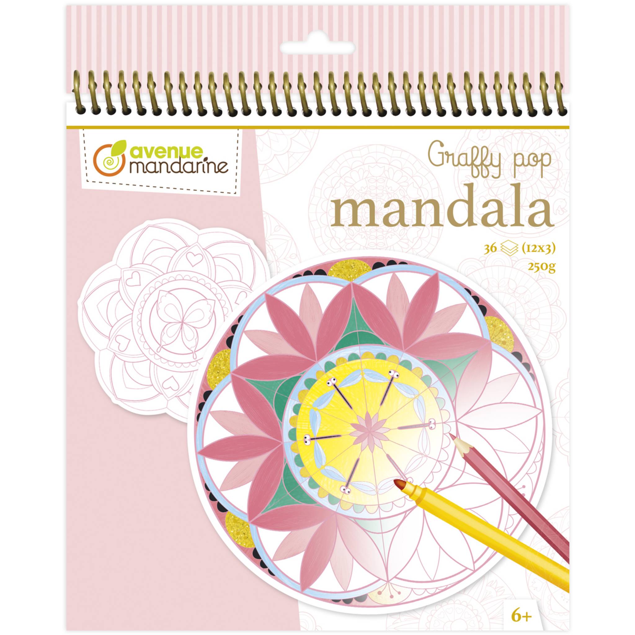 Avenue Mandarine 5x Graffy Pop Mandala, Mädchen - Mehrfarbig GY027O