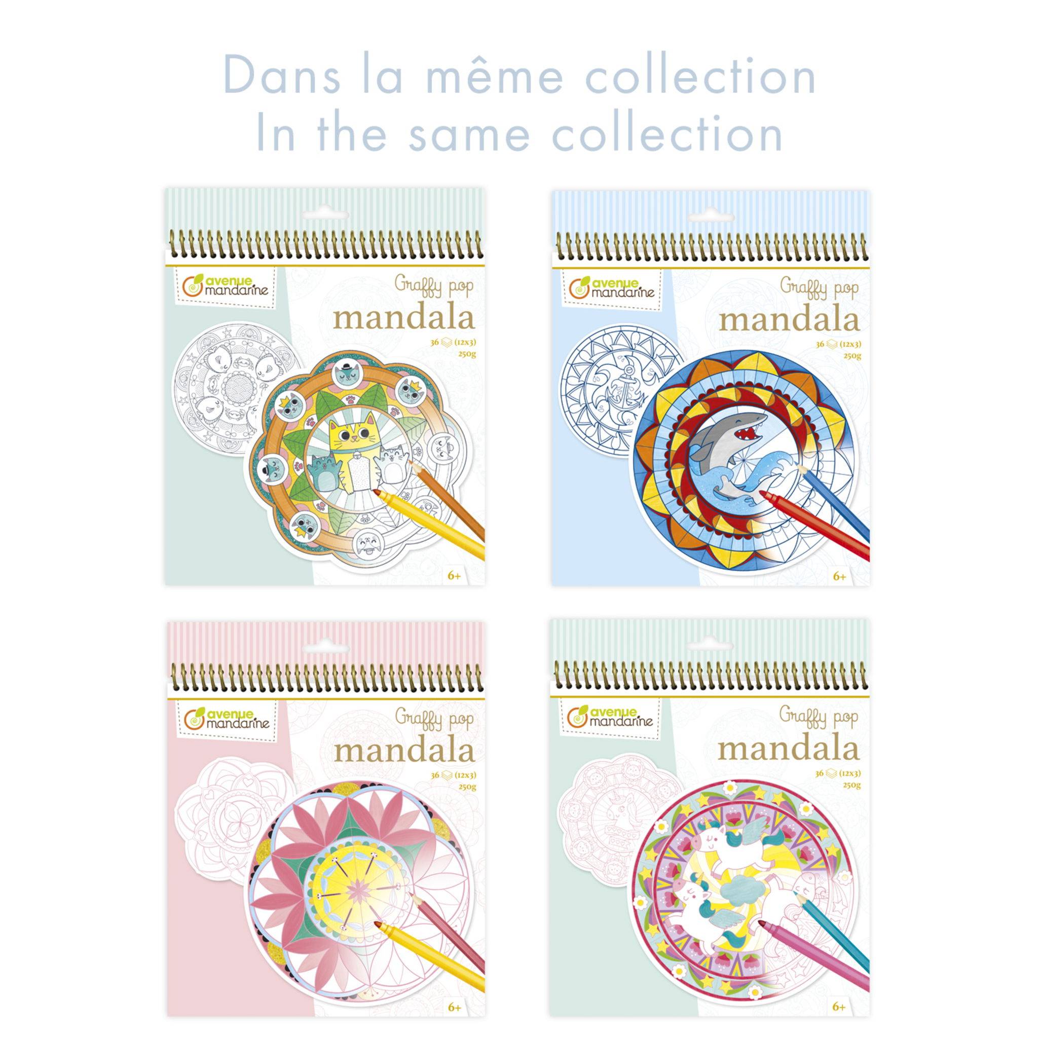 Avenue Mandarine 5x Graffy Pop Mandala, Mädchen - Mehrfarbig GY027O