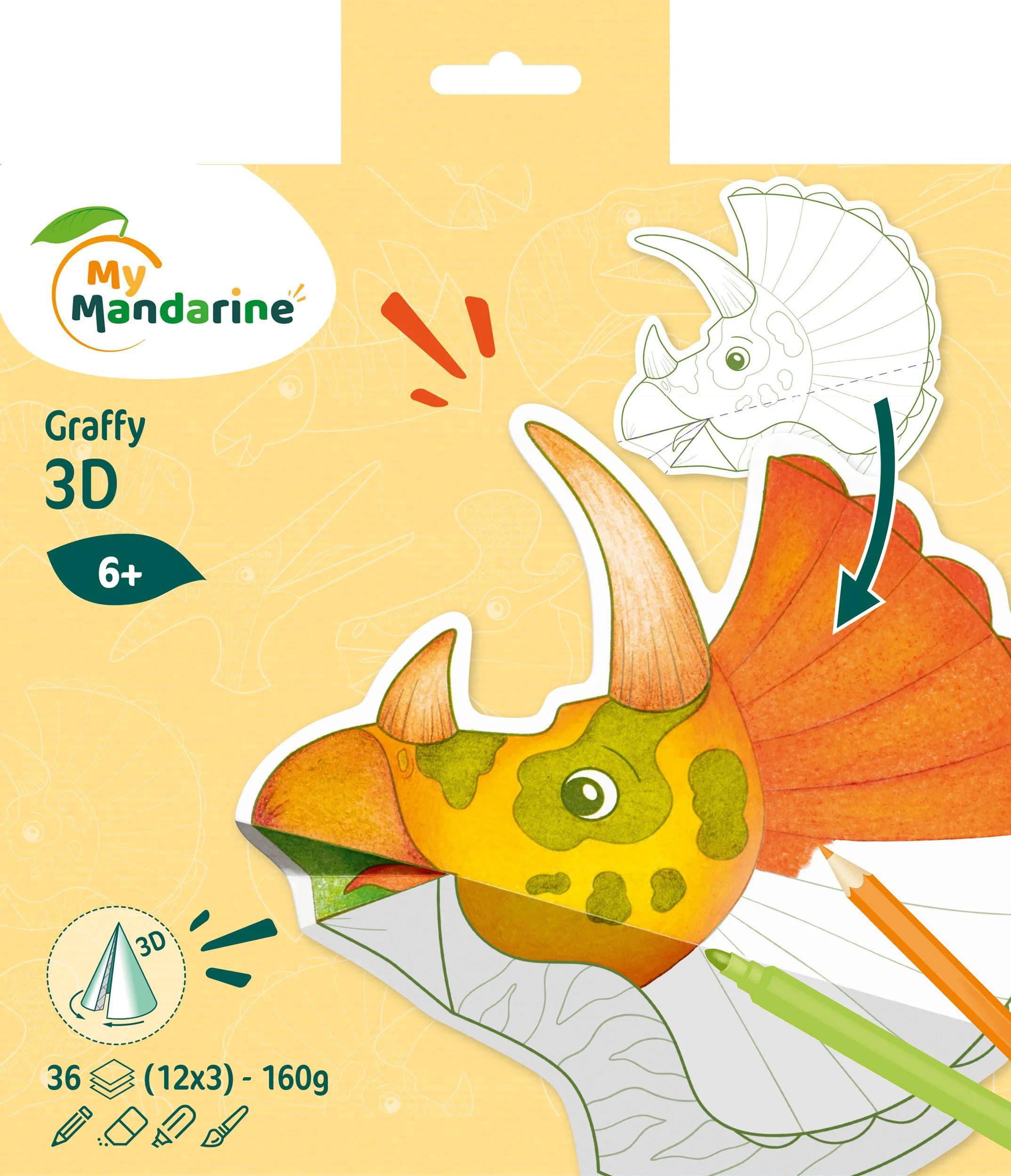 Avenue Mandarine 5x Graffy 3D, Dinosaurier - Gelb GY159C