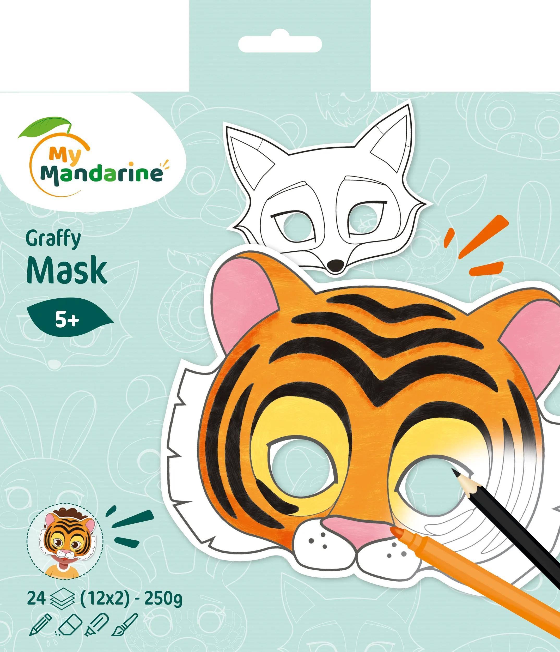 Avenue Mandarine 5x Graffy Pop Mask, Tiere - Blau GY023O