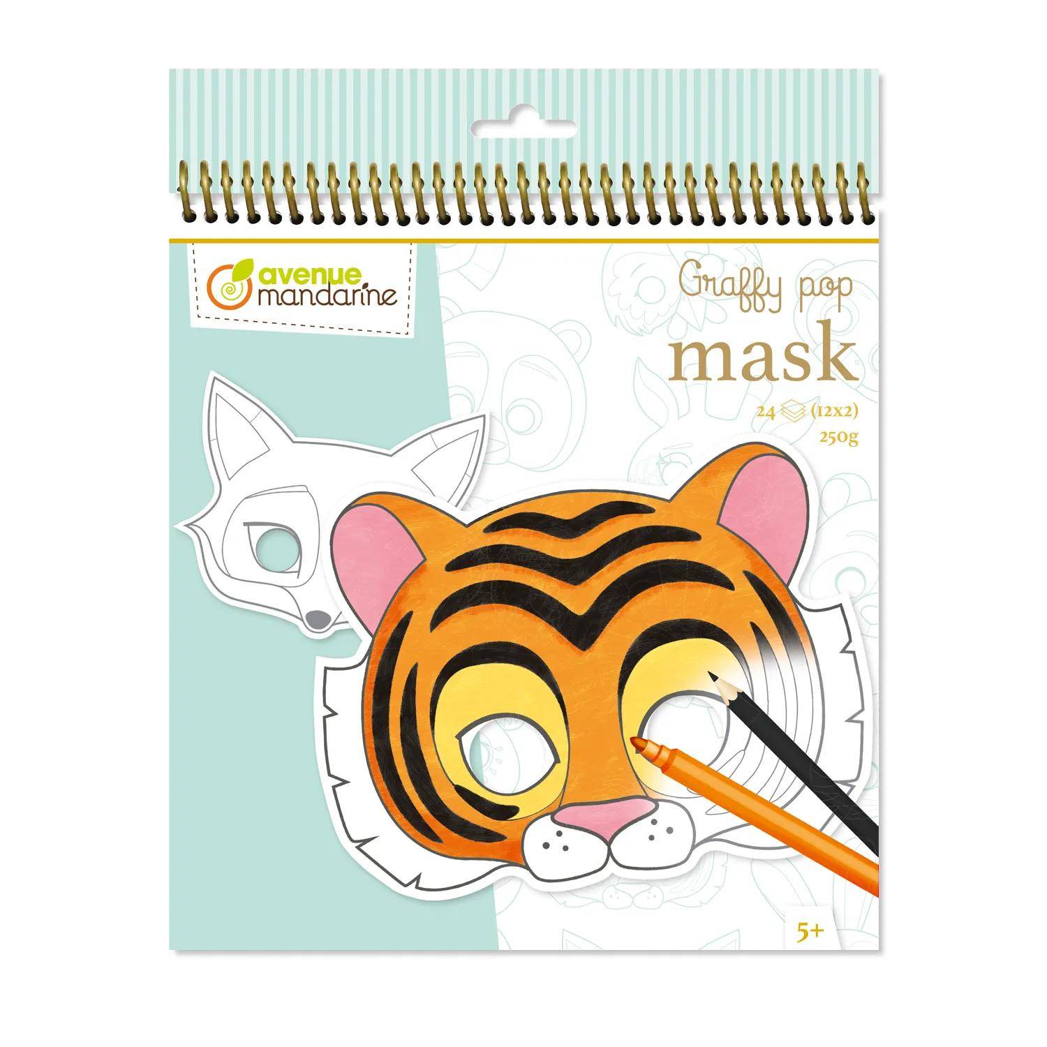 Avenue Mandarine 5x Graffy Pop Mask, Tiere - Blau GY023O