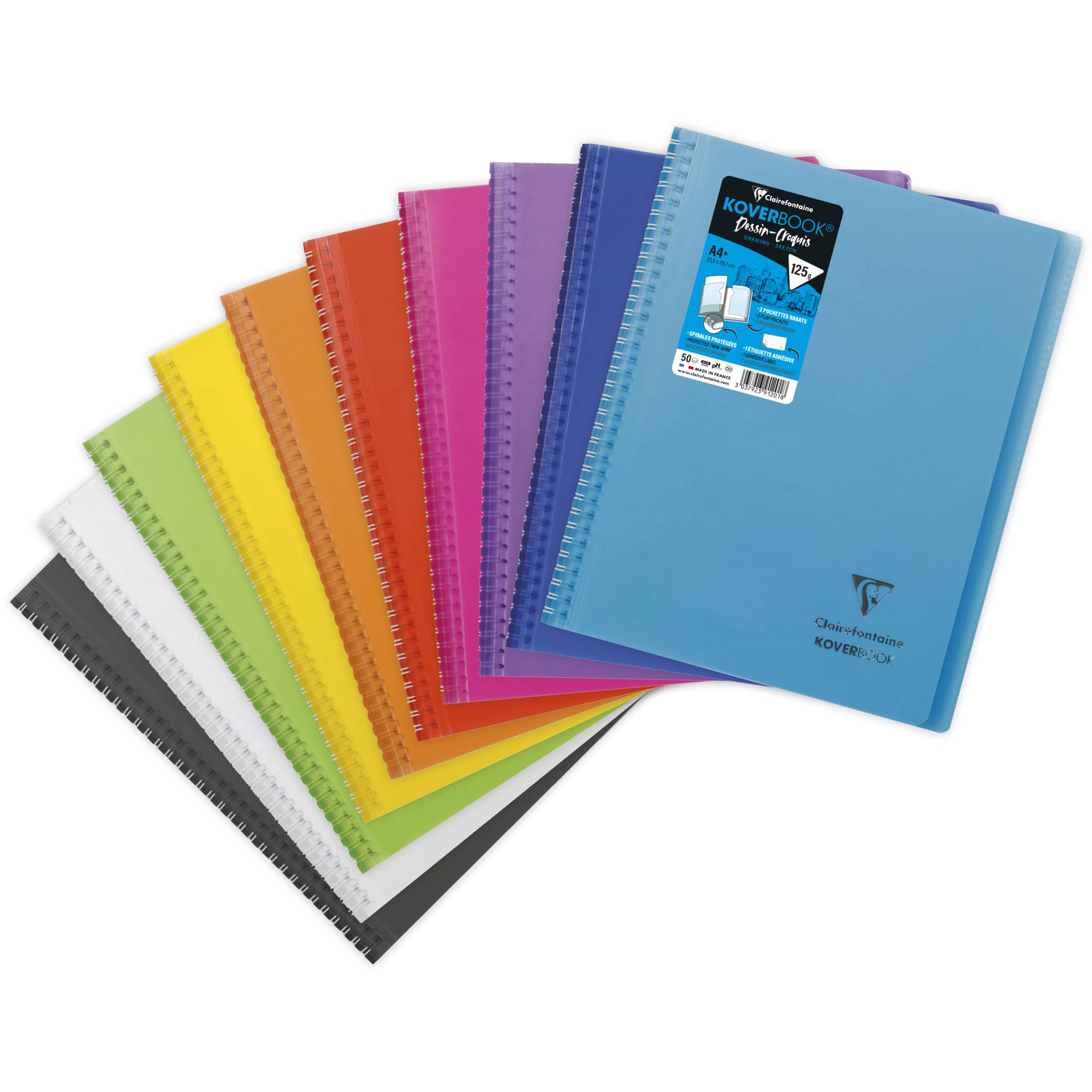 Clairefontaine 10x Zeichenblock/Skizzenblock A4+ 50 Blatt weiß Sortiert 391201C