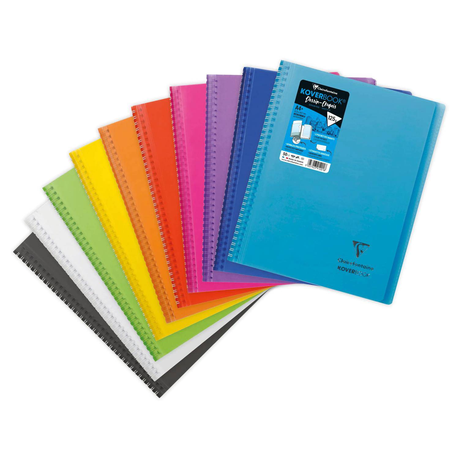 Clairefontaine 10x Zeichenblock/Skizzenblock A4+ 50 Blatt weiß Sortiert 391201C