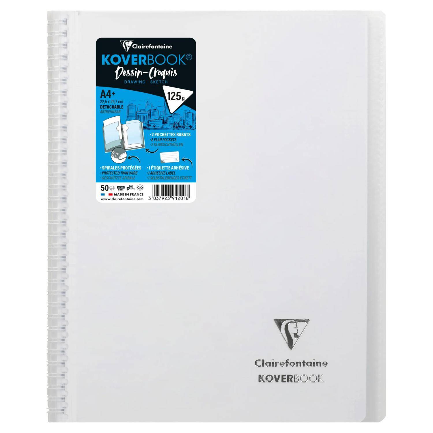 Clairefontaine 10x Zeichenblock/Skizzenblock A4+ 50 Blatt weiß Sortiert 391201C
