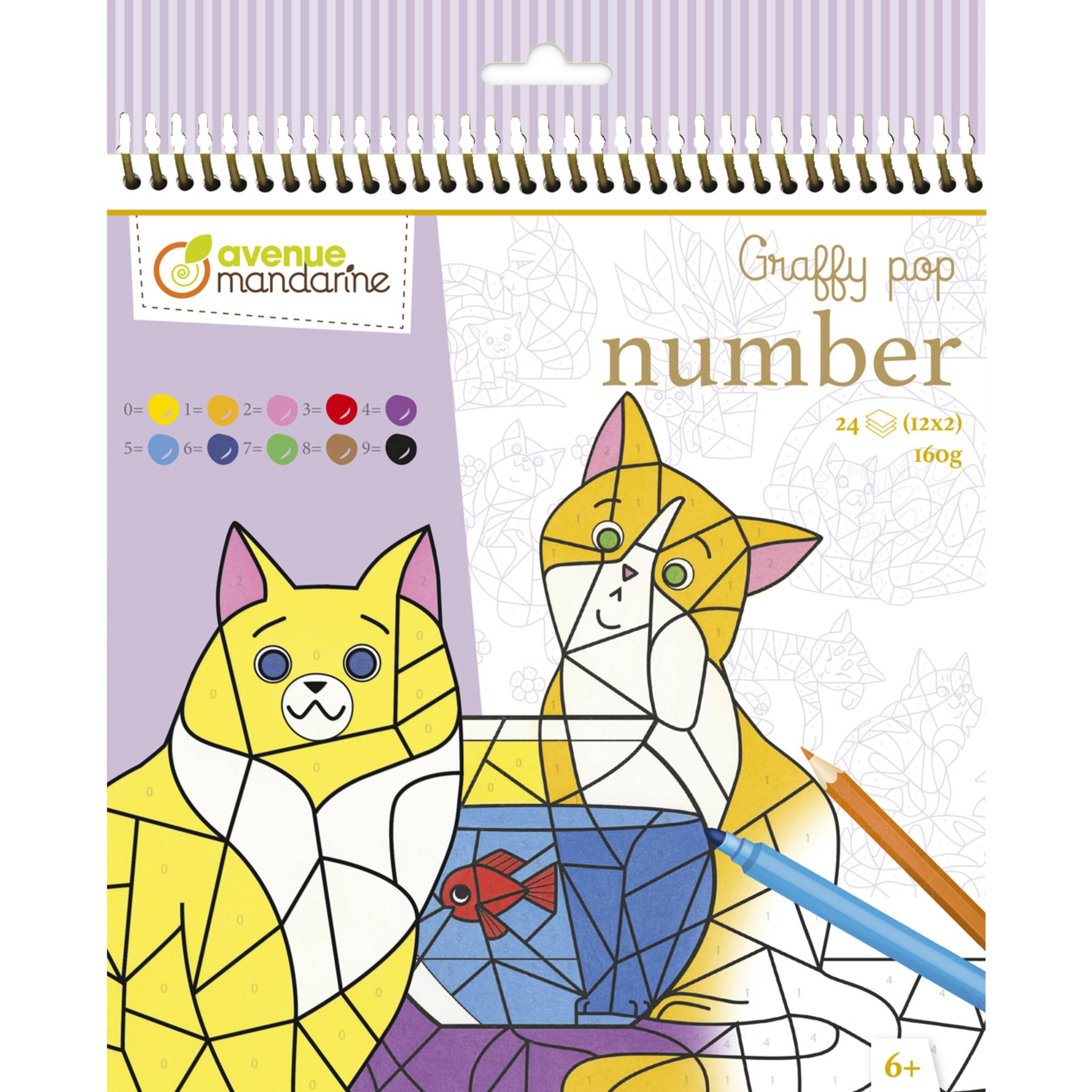 Avenue Mandarine 5x Graffy Pop Number, Katzen - Violett GY156C