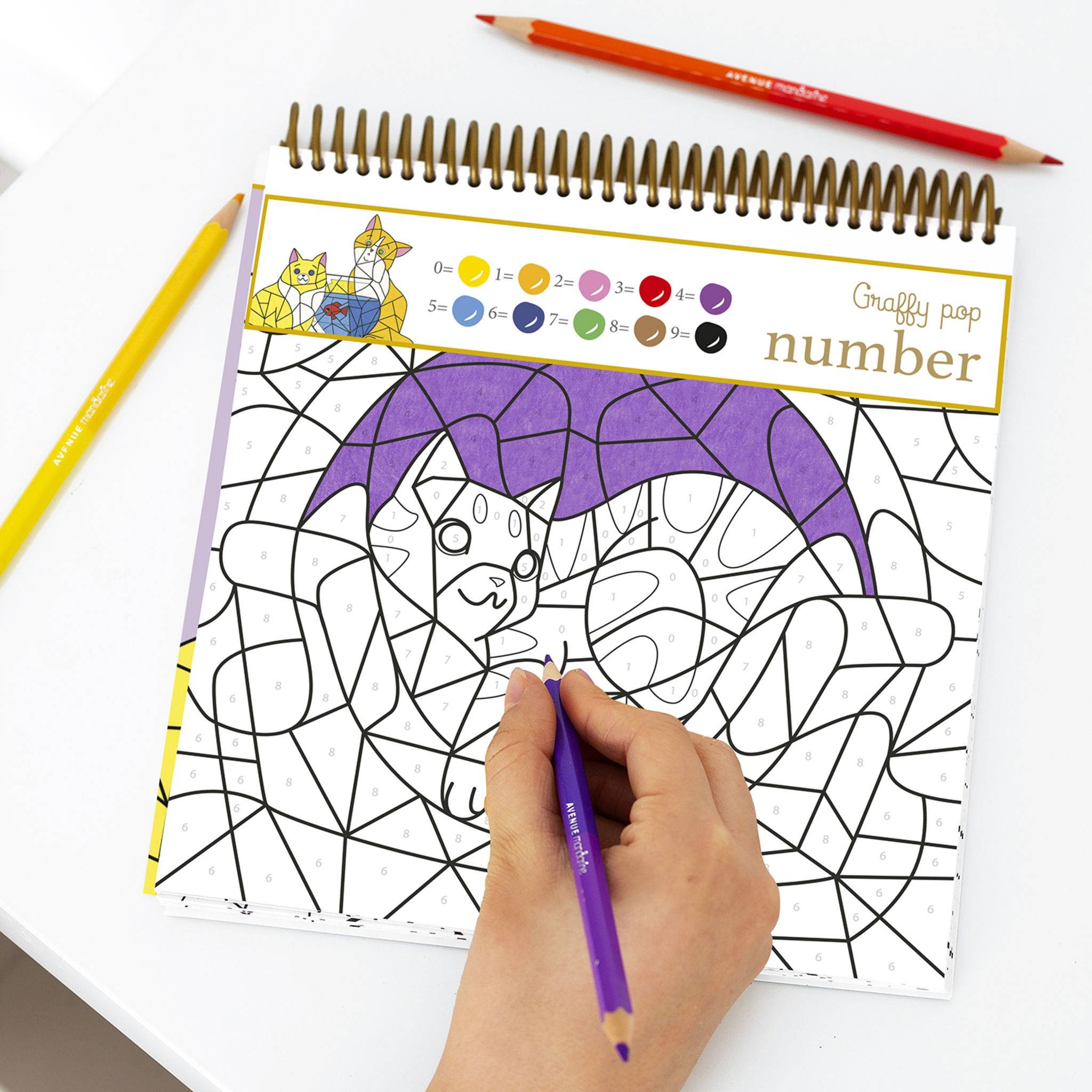 Avenue Mandarine 5x Graffy Pop Number, Katzen - Violett GY156C