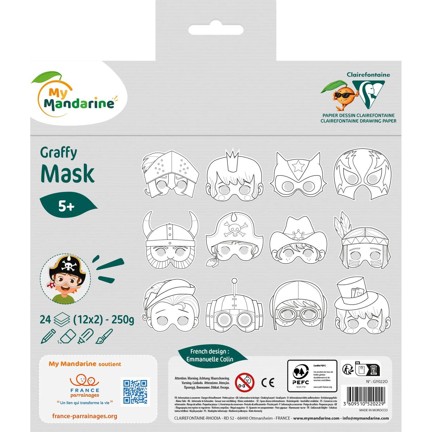 Avenue Mandarine 5x Graffy Pop Mask, Jungen - Grau GY022O