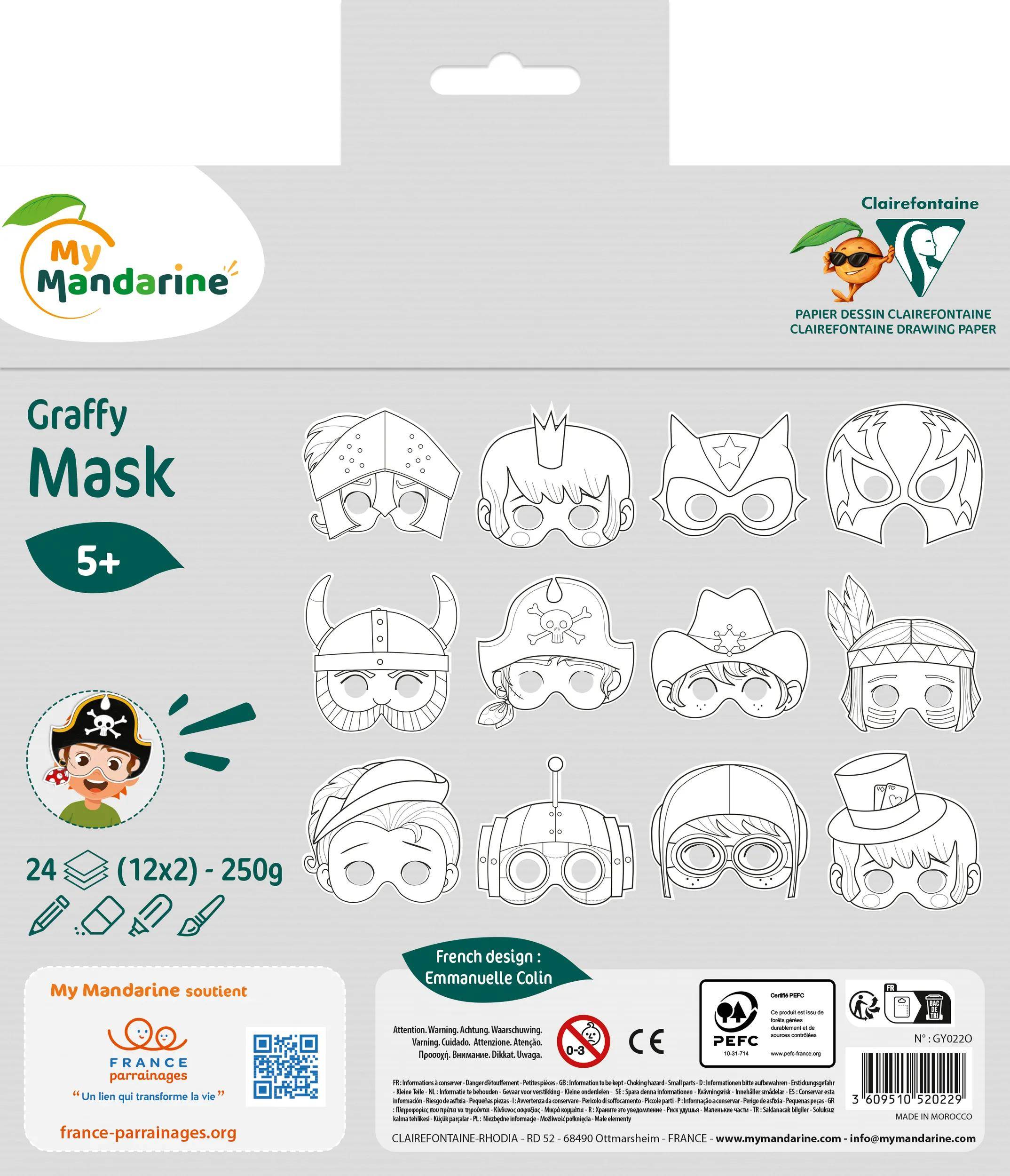 Avenue Mandarine 5x Graffy Pop Mask, Jungen - Grau GY022O