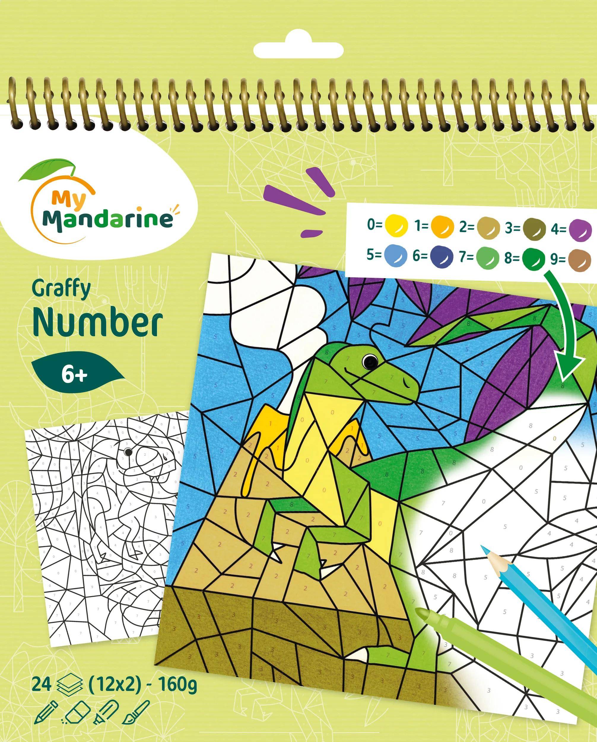 Avenue Mandarine 5x Graffy Pop Number, Dinosaurier - Grün GY155C