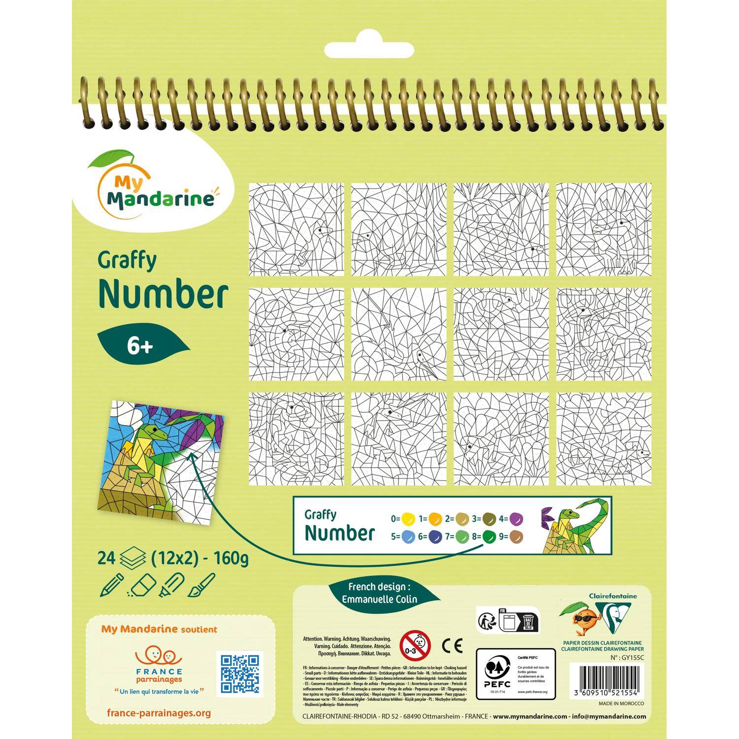 Avenue Mandarine 5x Graffy Pop Number, Dinosaurier - Grün GY155C
