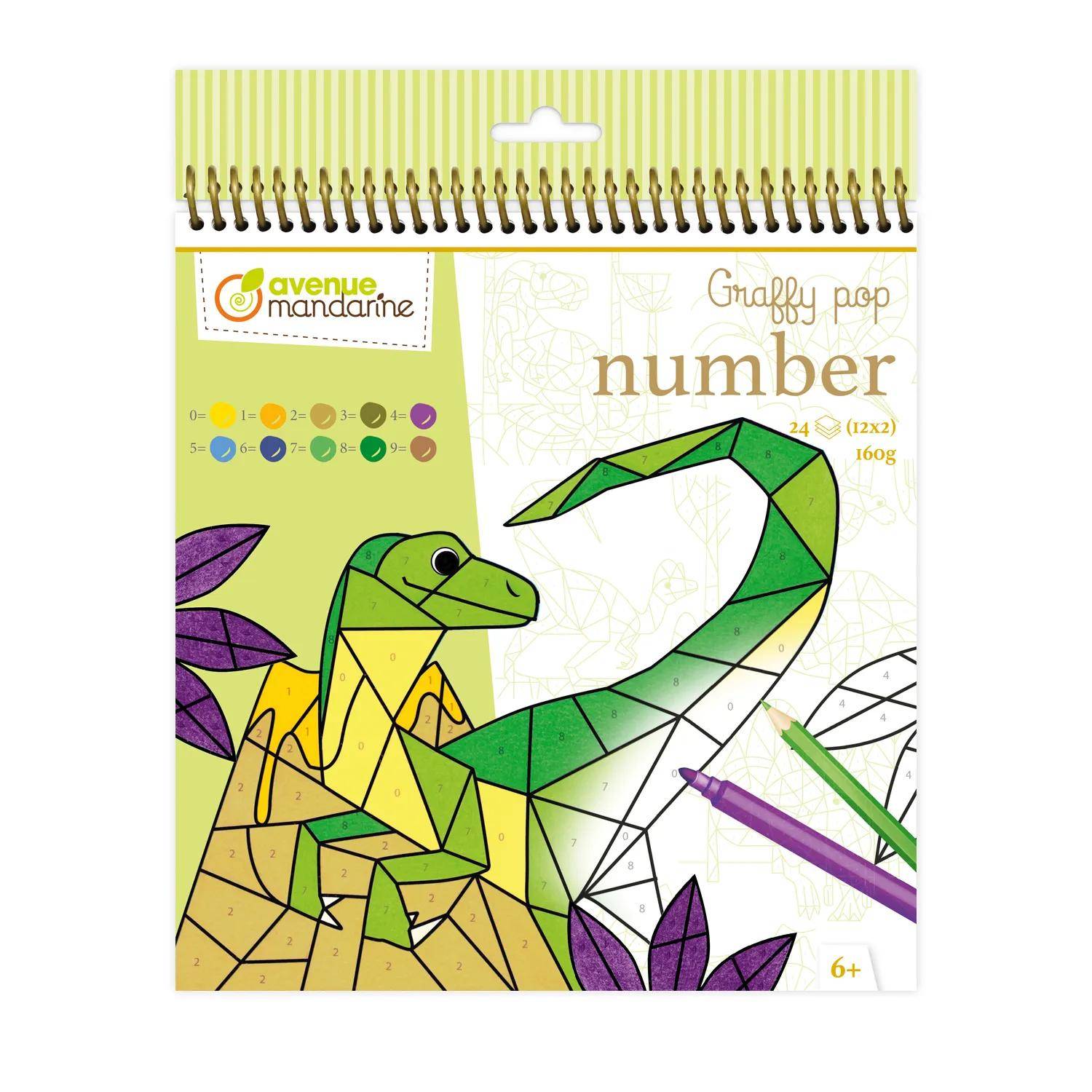 Avenue Mandarine 5x Graffy Pop Number, Dinosaurier - Grün GY155C