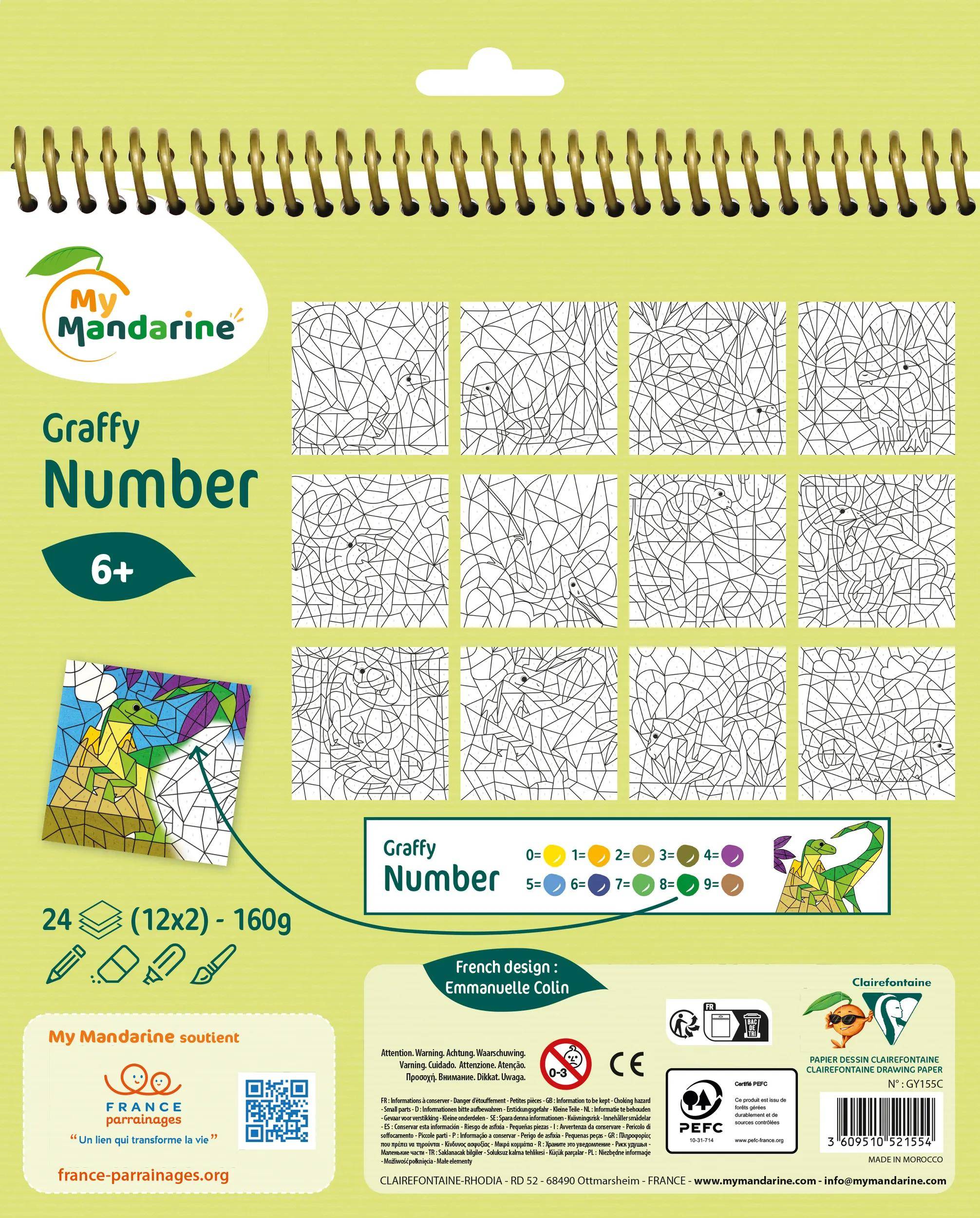 Avenue Mandarine 5x Graffy Pop Number, Dinosaurier - Grün GY155C