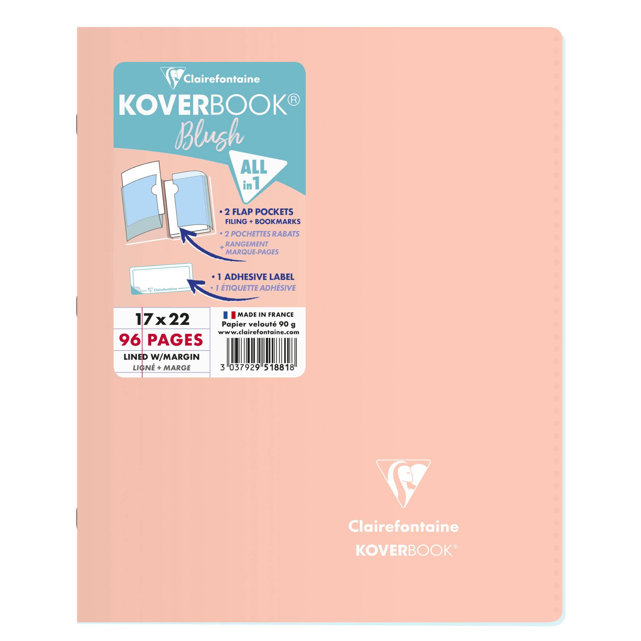 Clairefontaine 10x Koverbook Heft 17x22cm, 48 Blatt liniert - Sortiert 951881C
