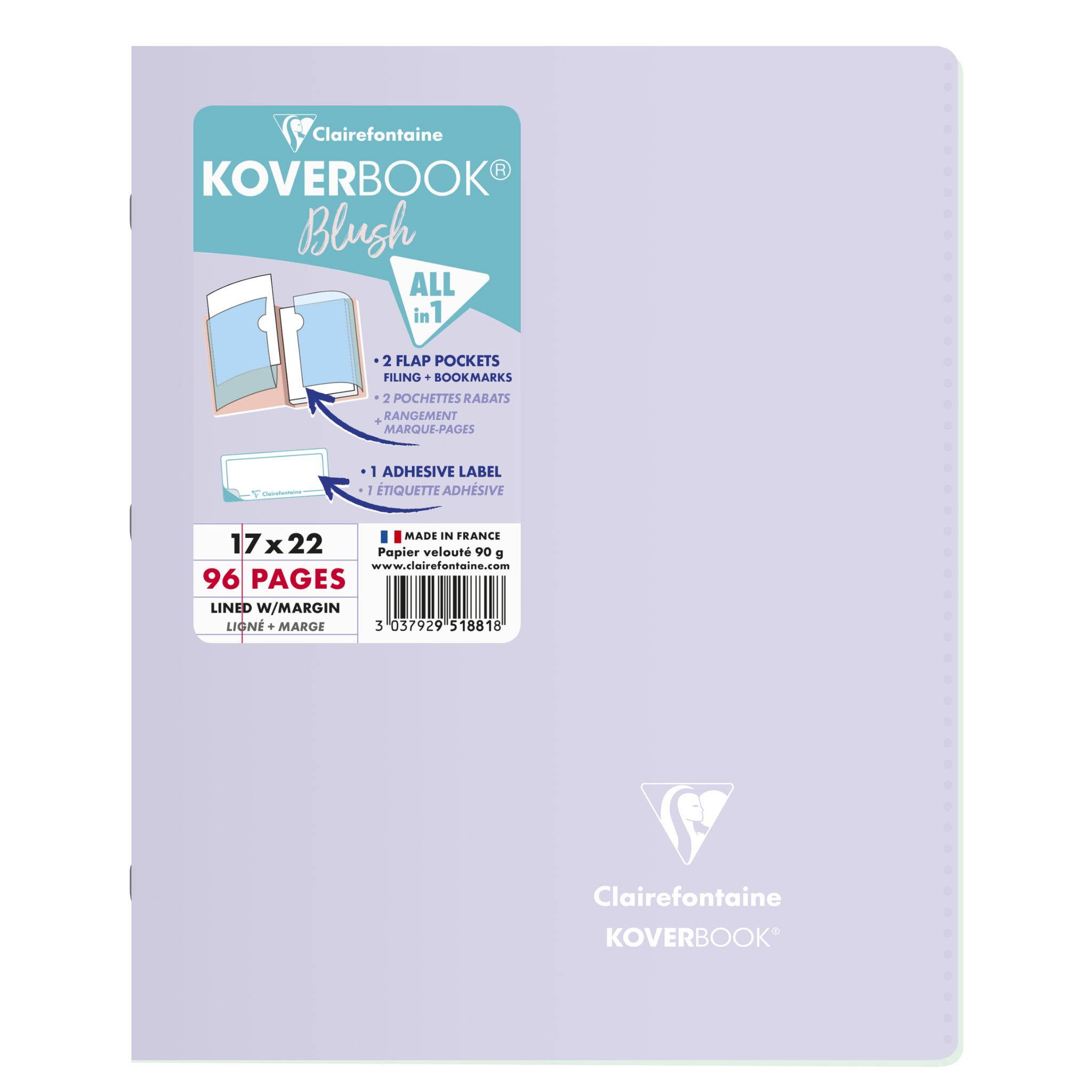 Clairefontaine 10x Koverbook Heft 17x22cm, 48 Blatt liniert - Sortiert 951881C