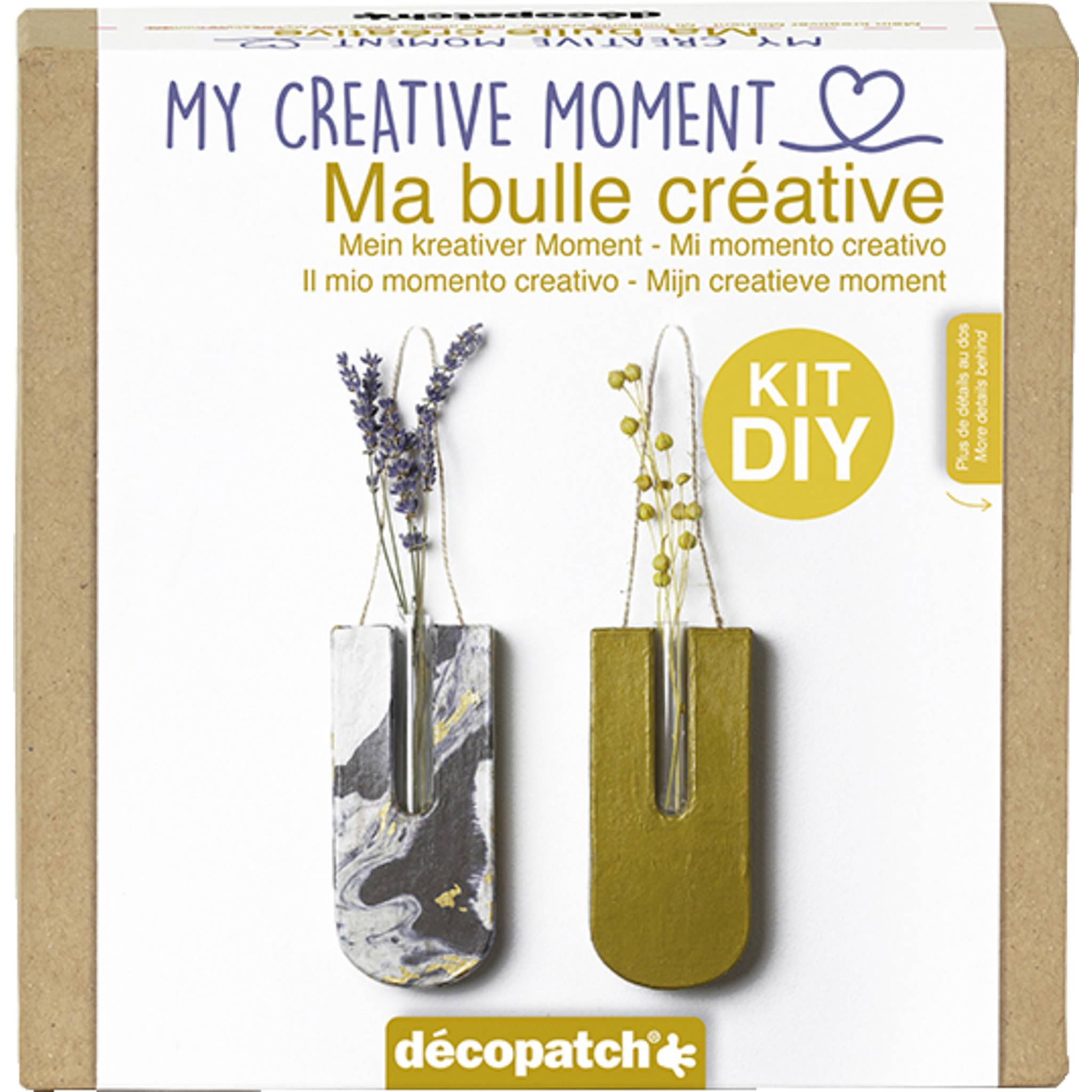 Décopatch 5x Mini-Set für Erwachsene, Mein kreativer Moment, Stielvase KIT042C